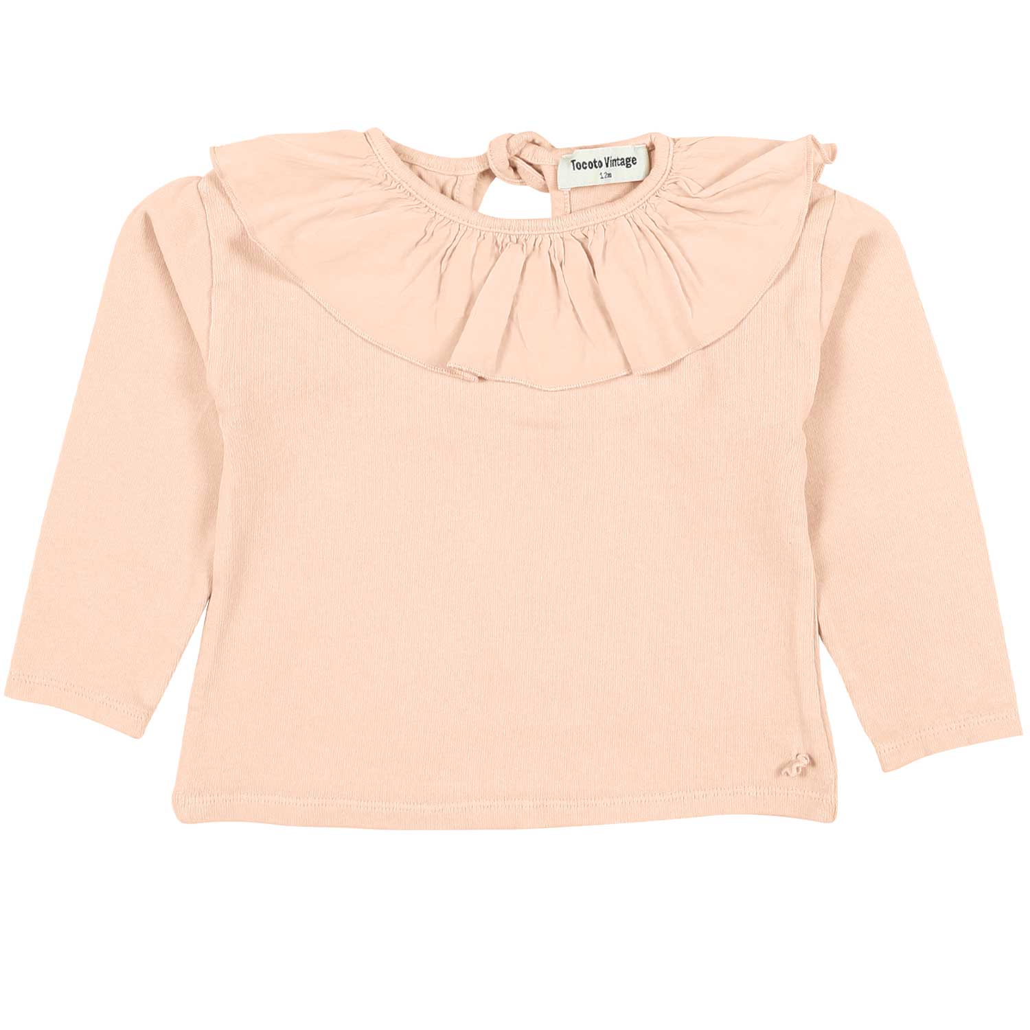 T-SHIRT MANICA LUNGA ROSA CON COLLO VOLANTS BIMBA - annameglio.com abbigliamento moda