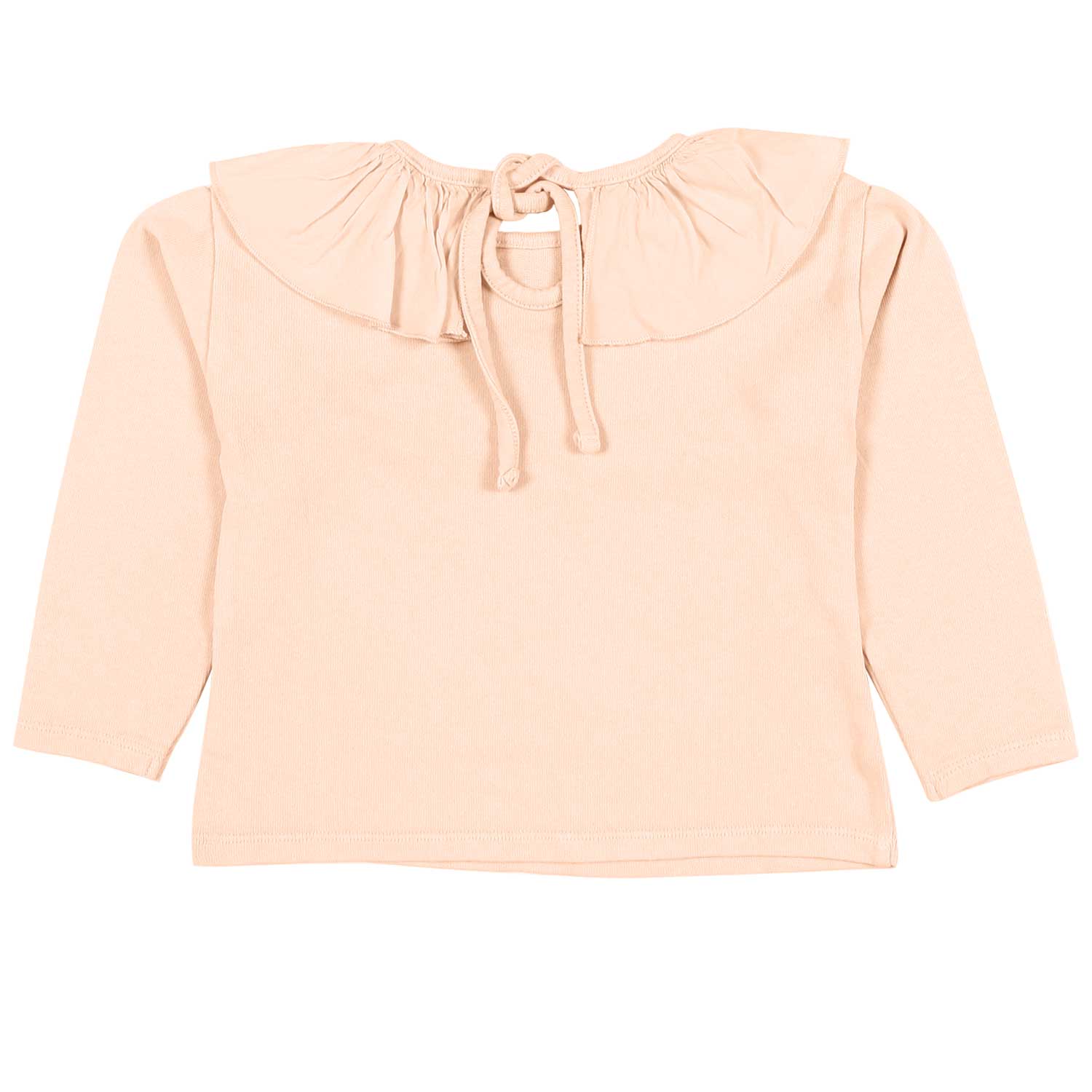 T-SHIRT MANICA LUNGA ROSA CON COLLO VOLANTS BIMBA - annameglio.com abbigliamento moda