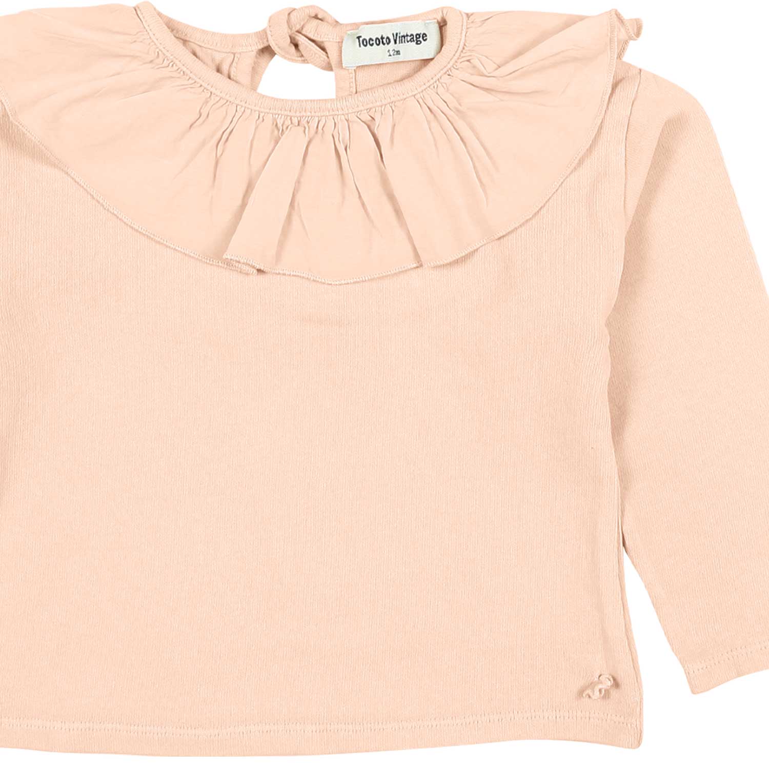 T-SHIRT MANICA LUNGA ROSA CON COLLO VOLANTS BIMBA - annameglio.com abbigliamento moda