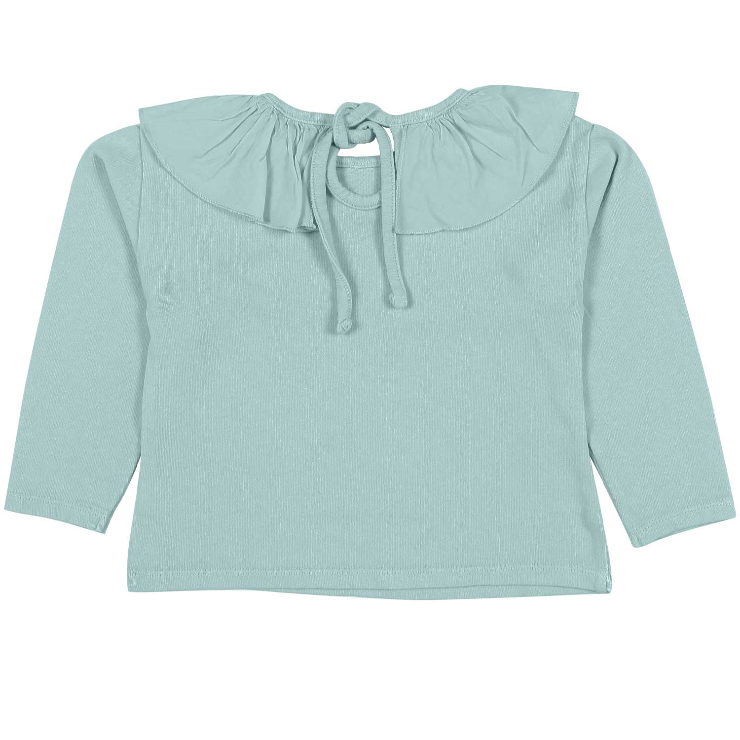 T-SHIRT VERDE TIFFANY CON COLLO VOLANTS BIMBA - annameglio.com abbigliamento moda