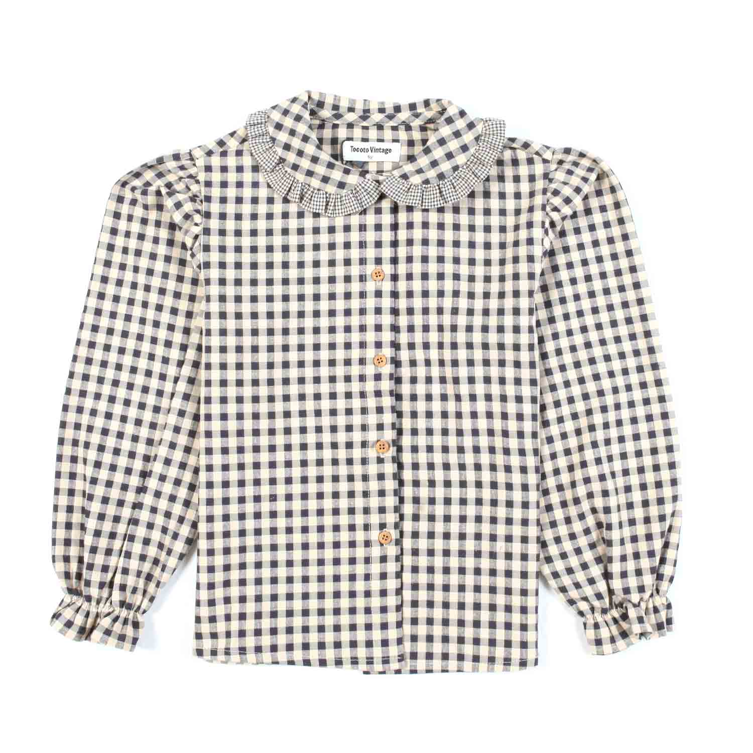 BLUSA A CAMICIA VICHY PANNA E NERA BAMBINA - annameglio.com abbigliamento moda