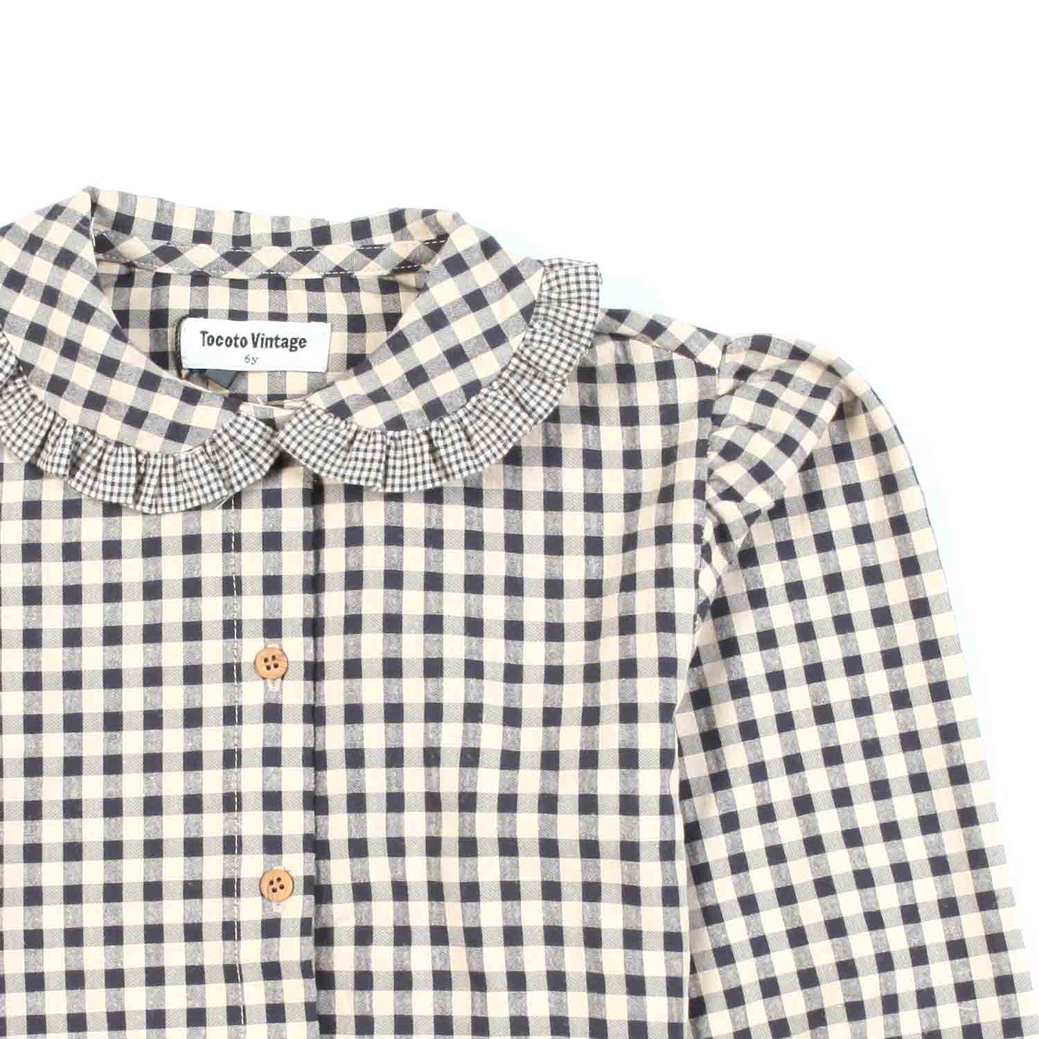 BLUSA A CAMICIA VICHY PANNA E NERA BAMBINA - annameglio.com abbigliamento moda