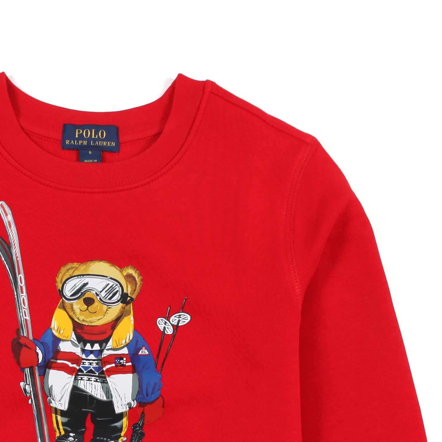 FELPA ROSSA CON STAMPA POLO BEAR SCIATORE - annameglio.com abbigliamento moda