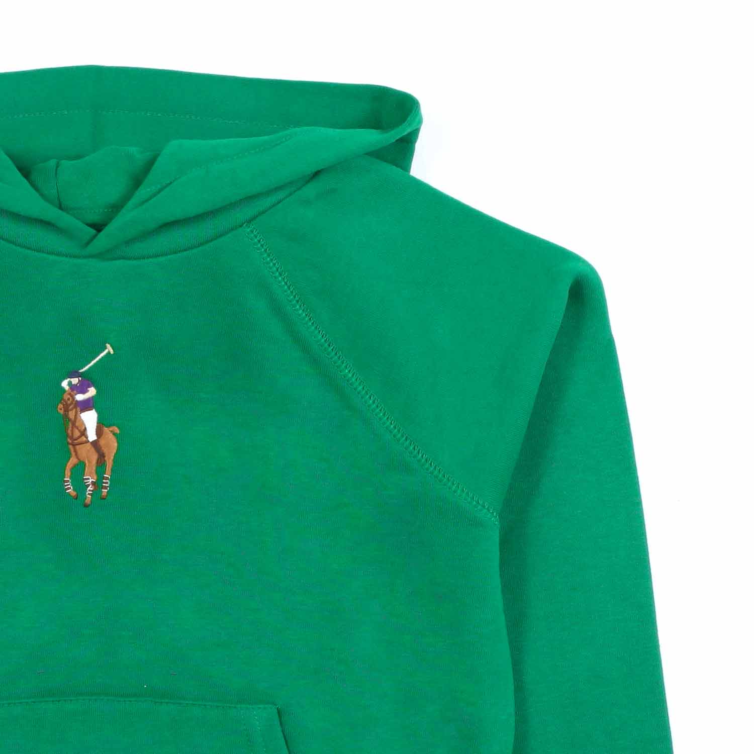 FELPA HOODIE VERDE ACCESO CON BIG PONY - annameglio.com abbigliamento moda