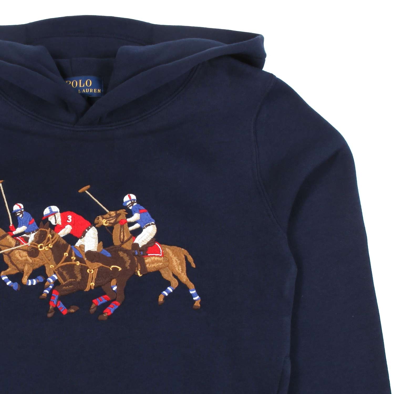 FELPA HOODIE BLU NAVY CON PONY POLO RICAMATI - annameglio.com abbigliamento moda