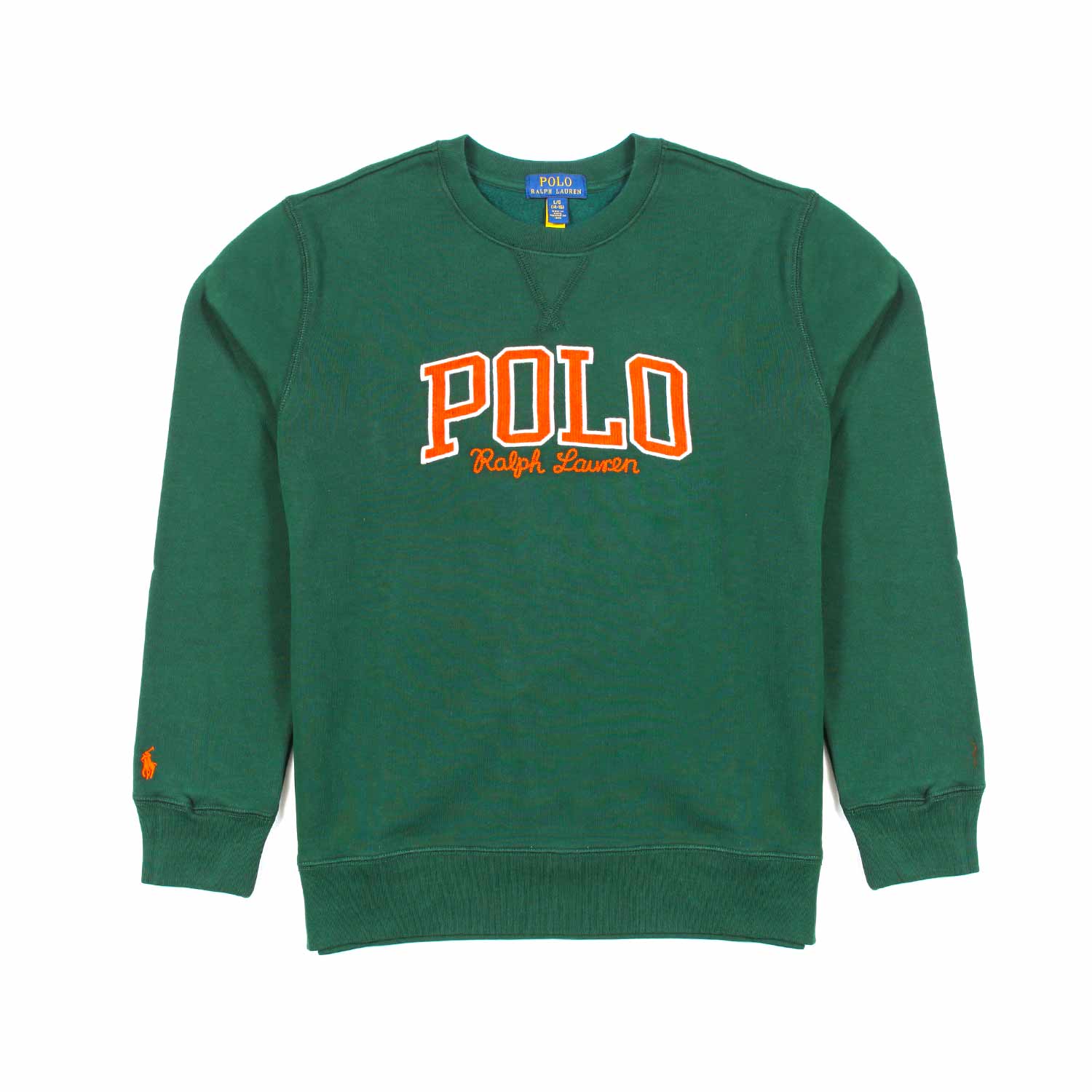 FELPA UNISEX VERDE CON LOGO POLO ARANCIONE - annameglio.com abbigliamento moda