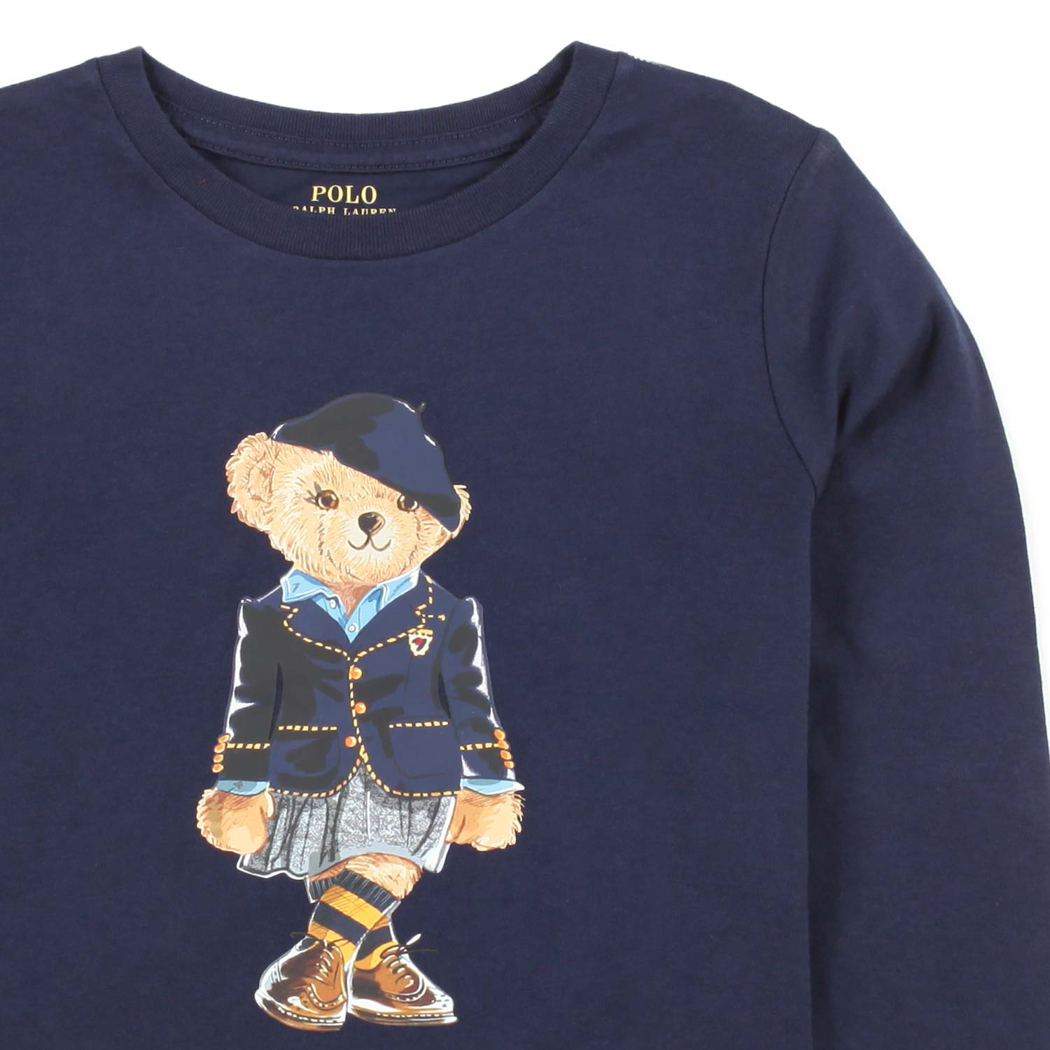 T-SHIRT POLO BEAR BLU A MANICA LUNGA BAMBINA - annameglio.com abbigliamento moda