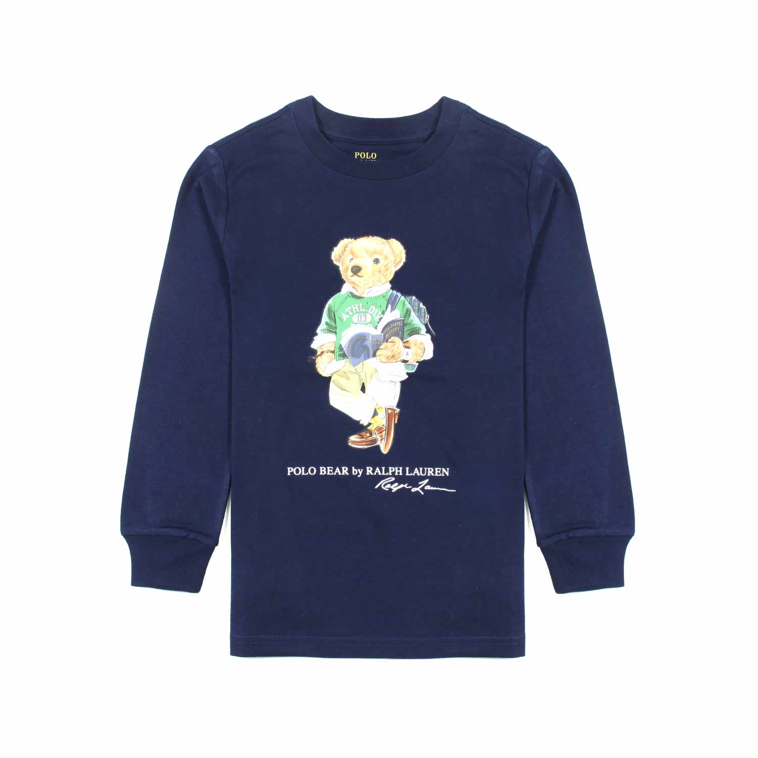 T-SHIRT MANICA LUNGA BLU NAVY CON STAMPA POLO BEAR - annameglio.com abbigliamento moda
