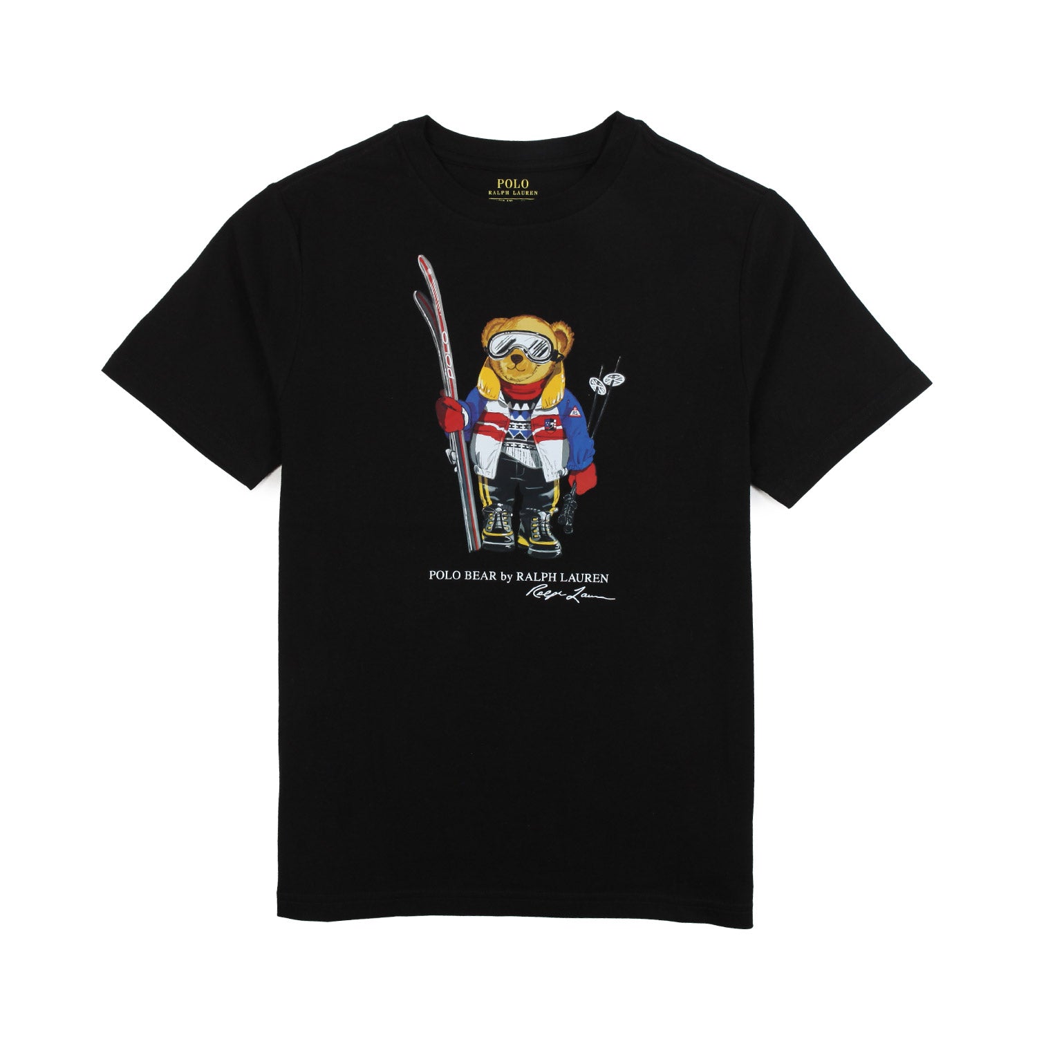 T-SHIRT NERA CON STAMPA POLO BEAR SCIATORE - annameglio.com abbigliamento moda