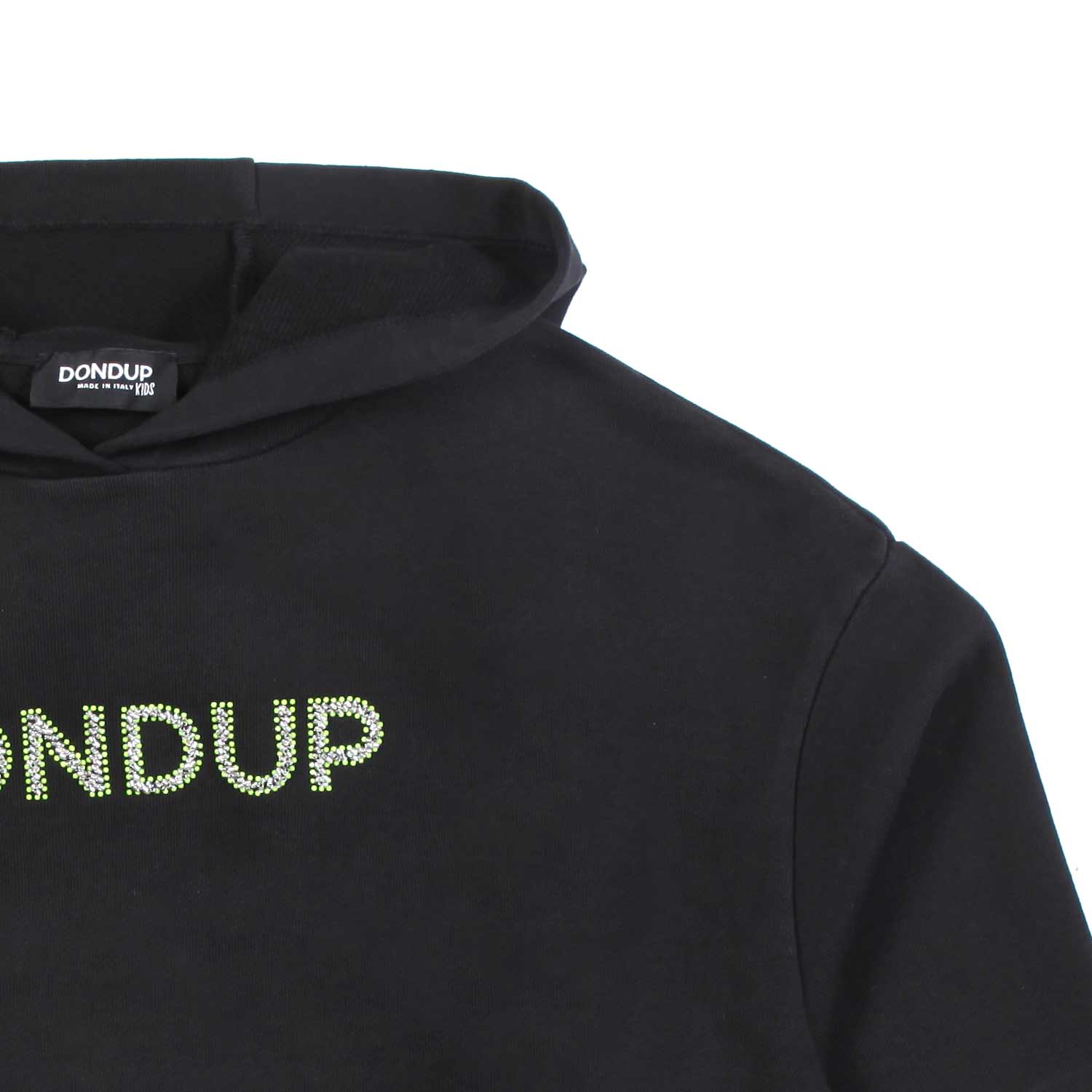 FELPA HOODIE NERA CON LOGO STRASS BAMBINA E TEEN - annameglio.com abbigliamento moda