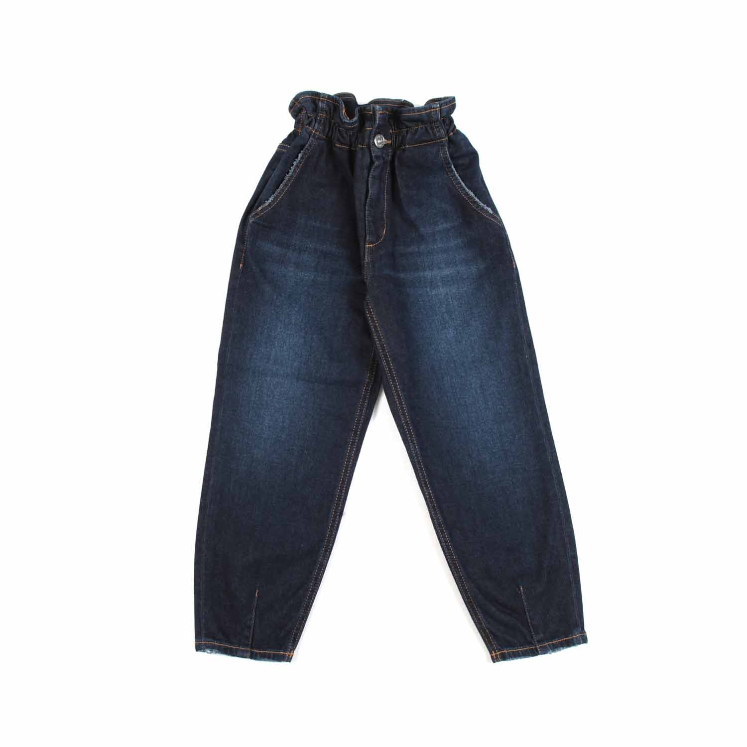 JEANS PAPERBAG BLU SCURO BAMBINA E TEENAGER - annameglio.com abbigliamento moda