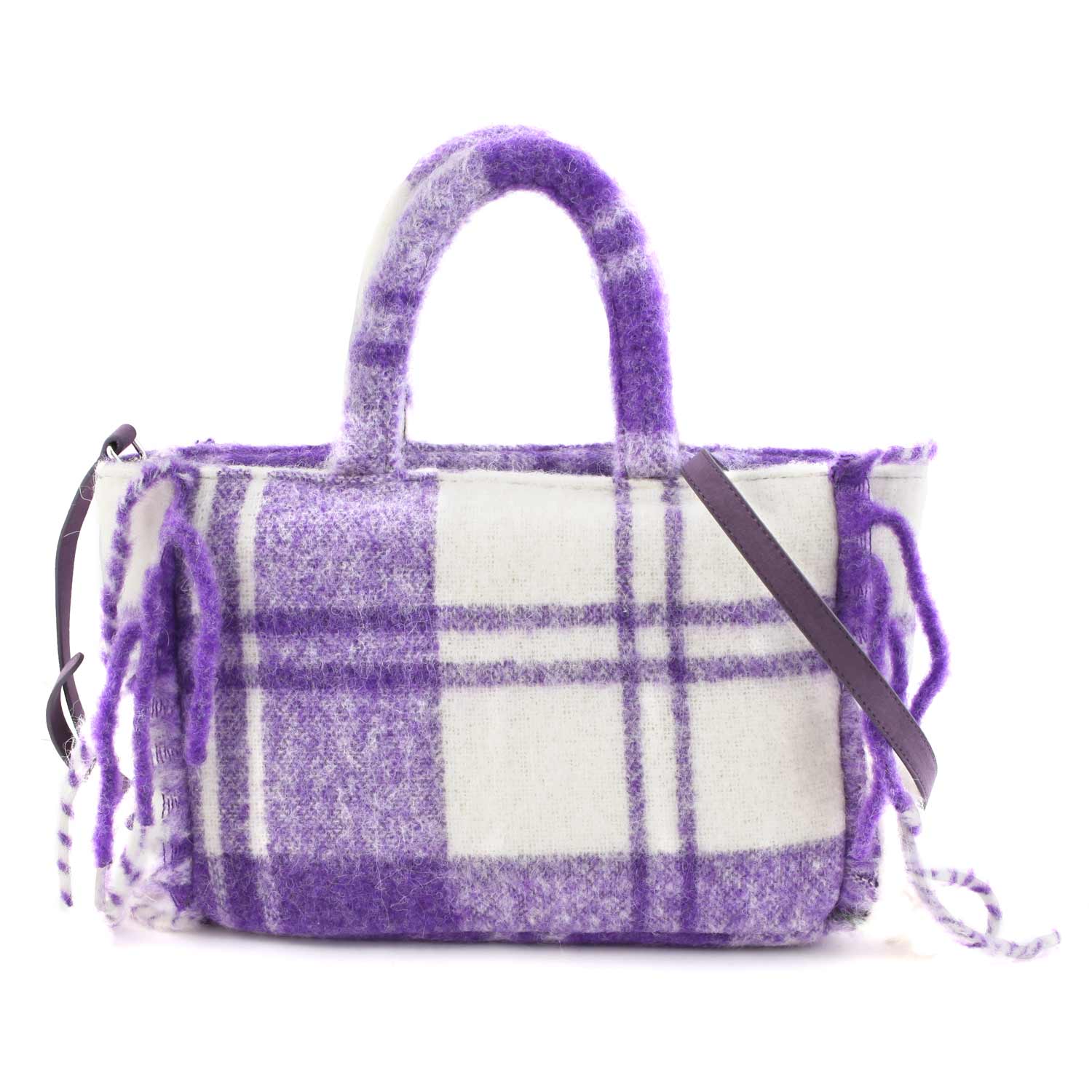 BORSA COLETTE BLANKET TARTAN VIOLA E BIANCA - annameglio.com abbigliamento moda