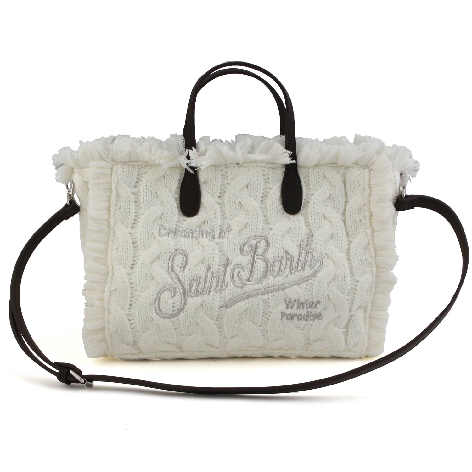 BORSA COLETTE BIANCA A TRECCE CON LOGHI SILVER - annameglio.com abbigliamento moda