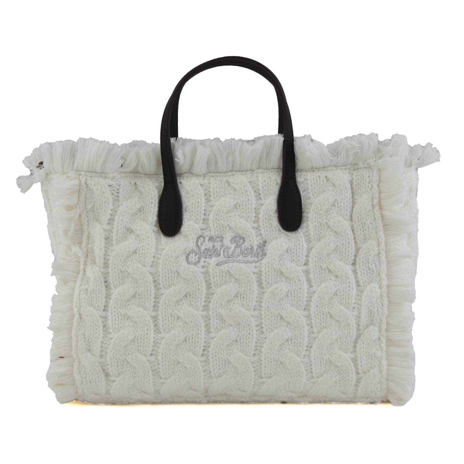 BORSA COLETTE BIANCA A TRECCE CON LOGHI SILVER - annameglio.com abbigliamento moda