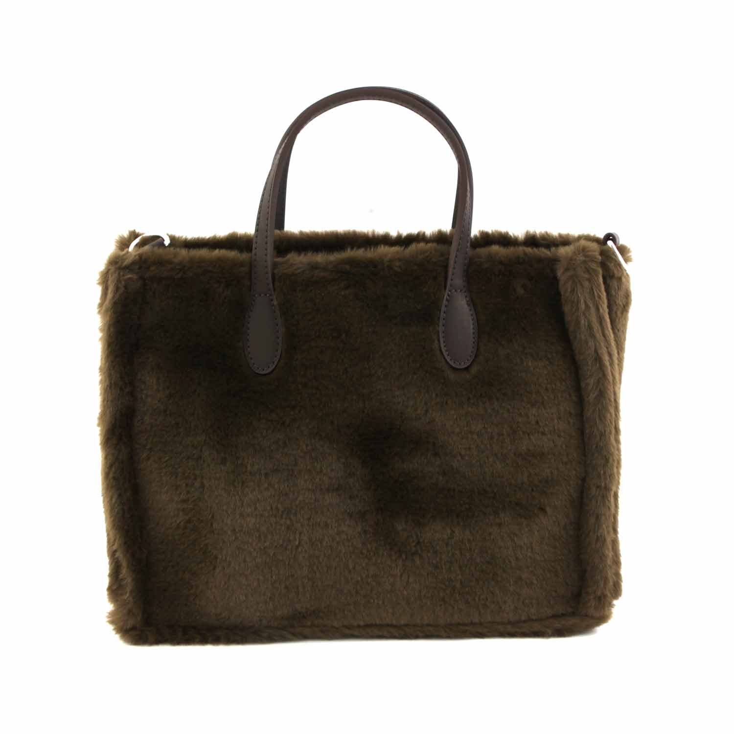 BORSA VIVIAN ECO FUR KHAKI E FUCSIA - annameglio.com abbigliamento moda