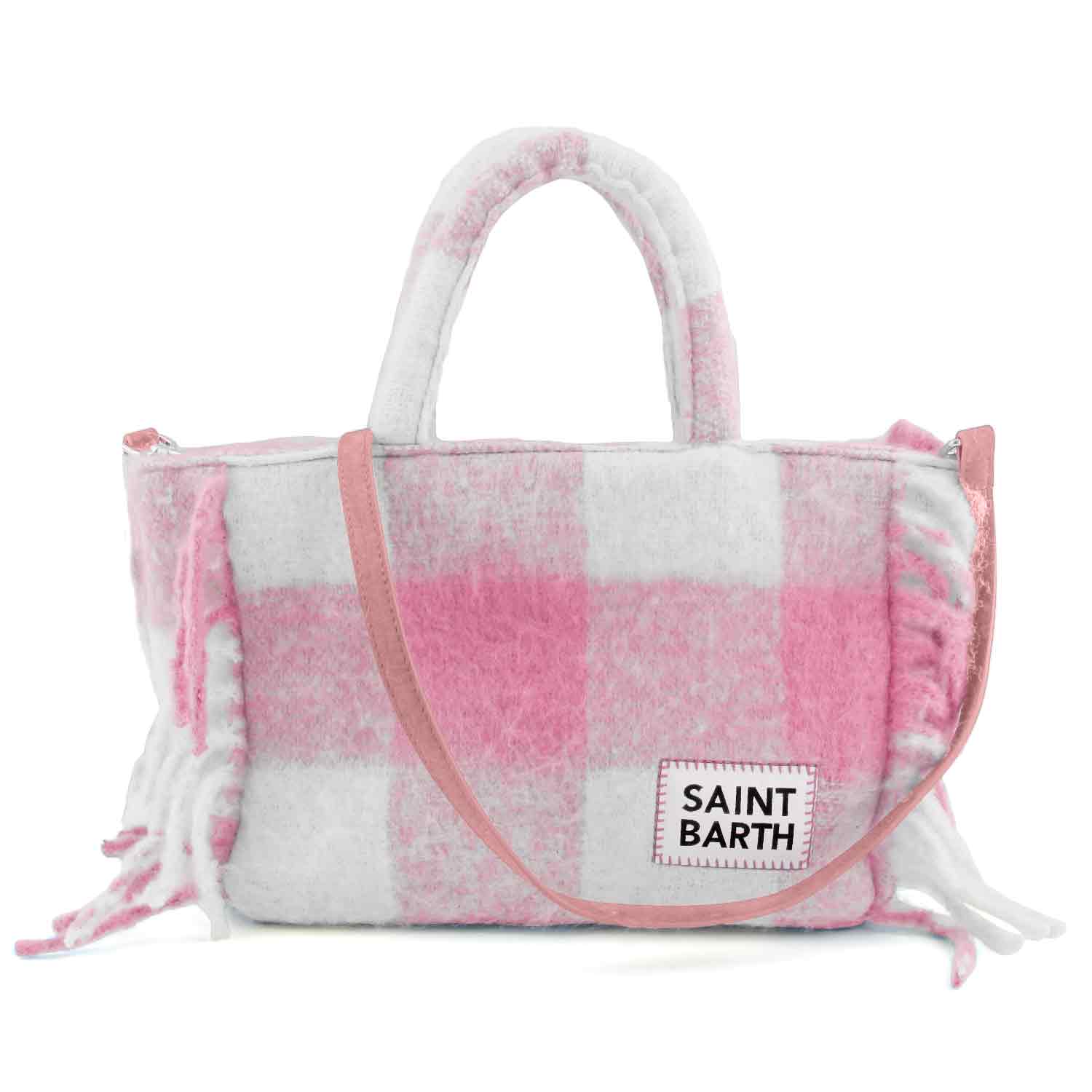 BORSA COLETTE BLANKET ROSA E BIANCA A QUADRI - annameglio.com abbigliamento moda