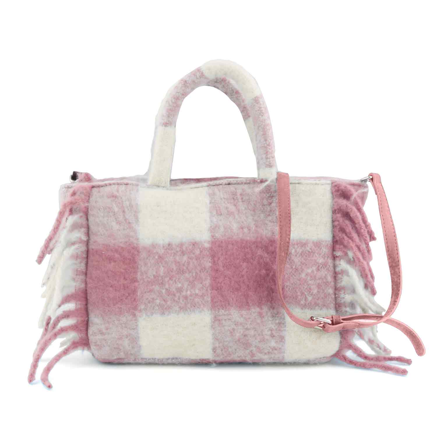 BORSA COLETTE BLANKET ROSA E BIANCA A QUADRI - annameglio.com abbigliamento moda