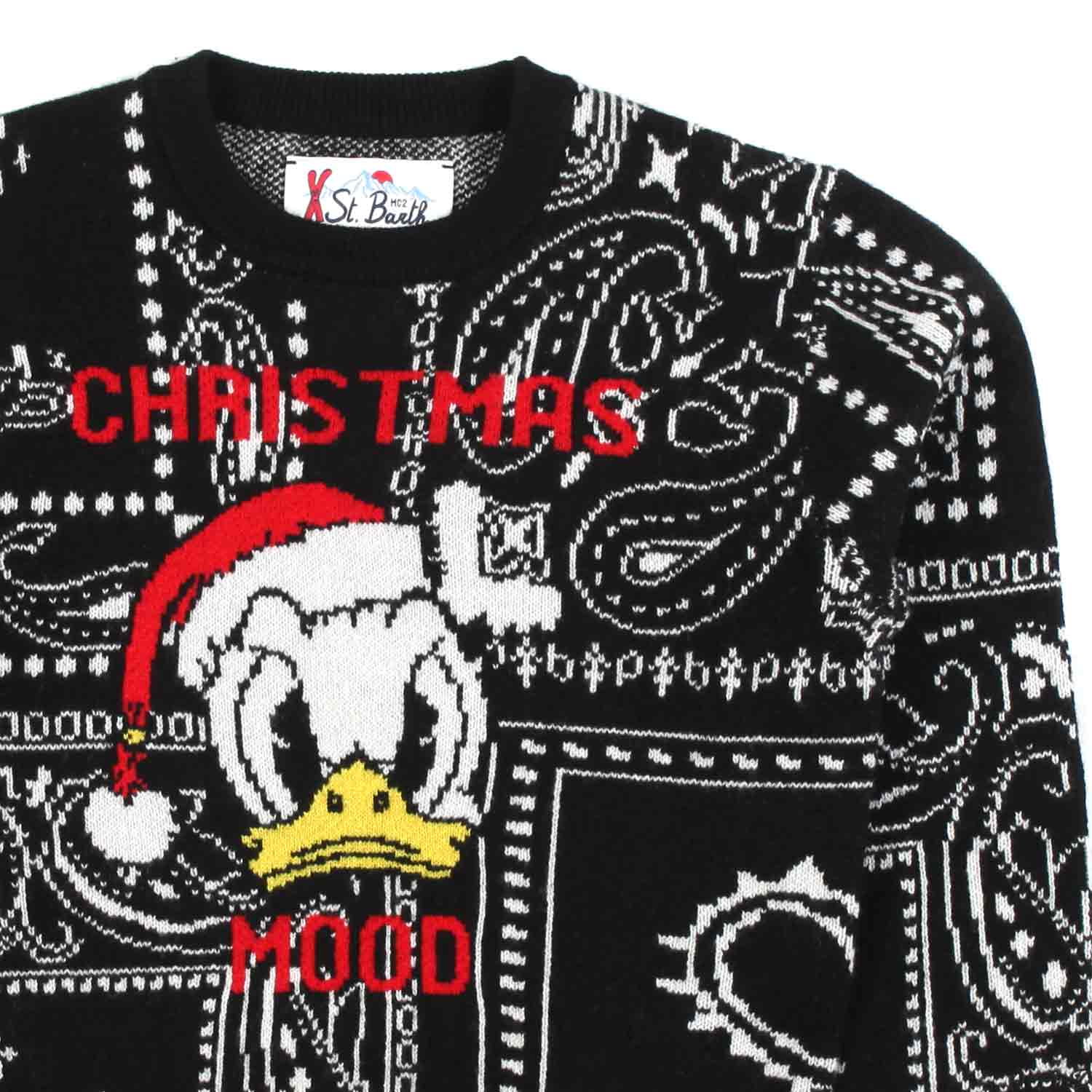 MAGLIONE UNISEX NERO CON PAPERINO JACQUARD - annameglio.com abbigliamento moda