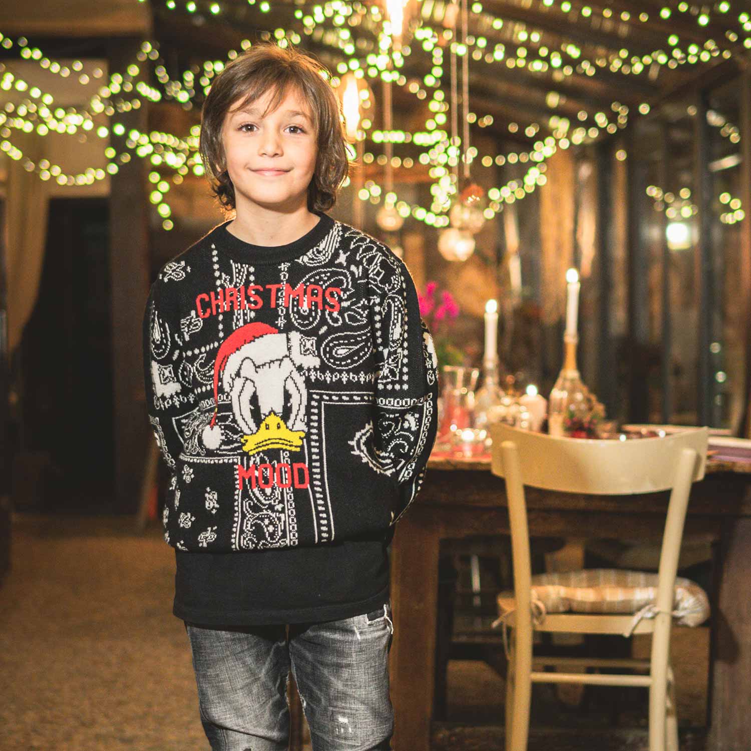 MAGLIONE UNISEX NERO CON PAPERINO JACQUARD - annameglio.com abbigliamento moda