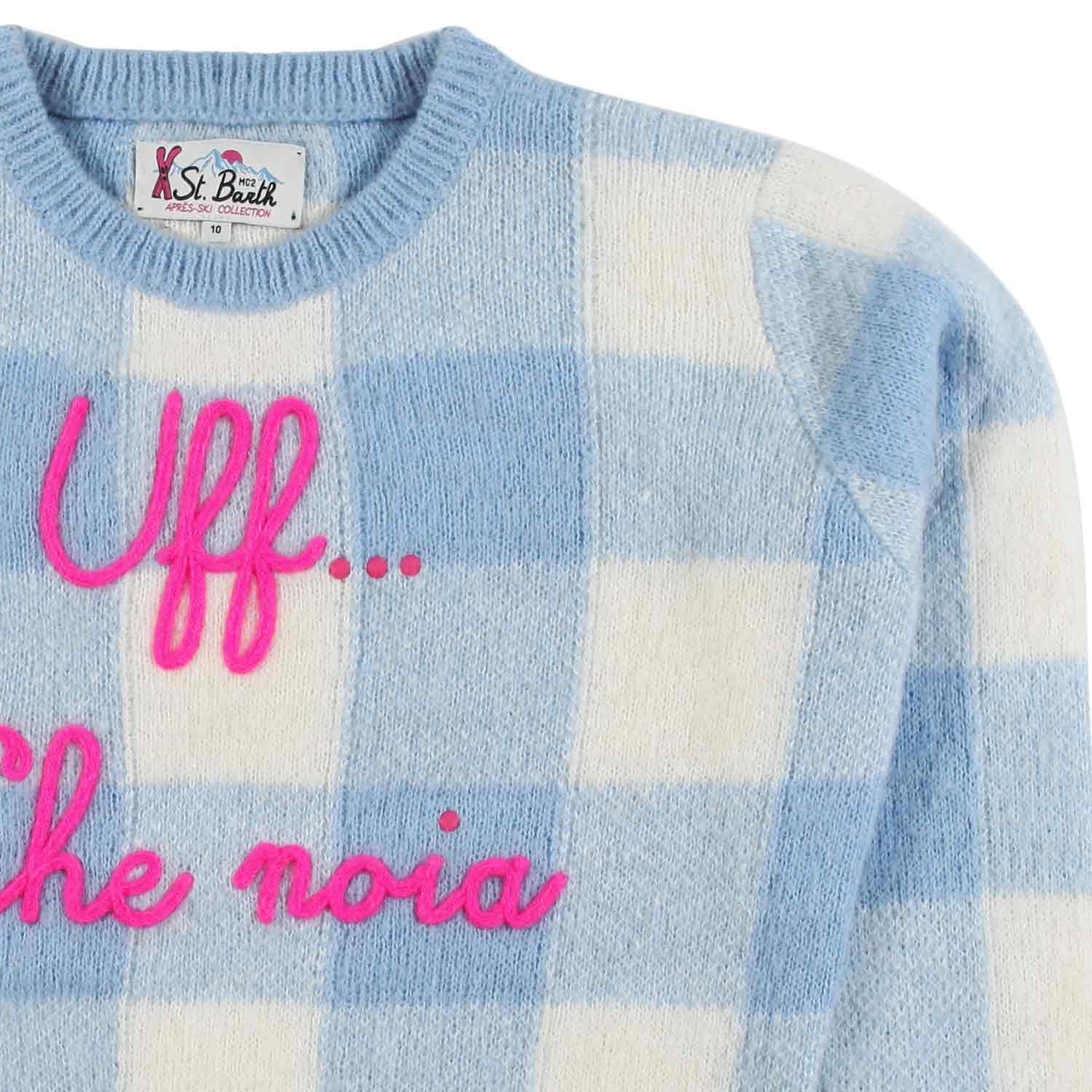 MAGLIONE CELESTE E BIANCO A QUADRI BAMBINA E TEEN - annameglio.com abbigliamento moda