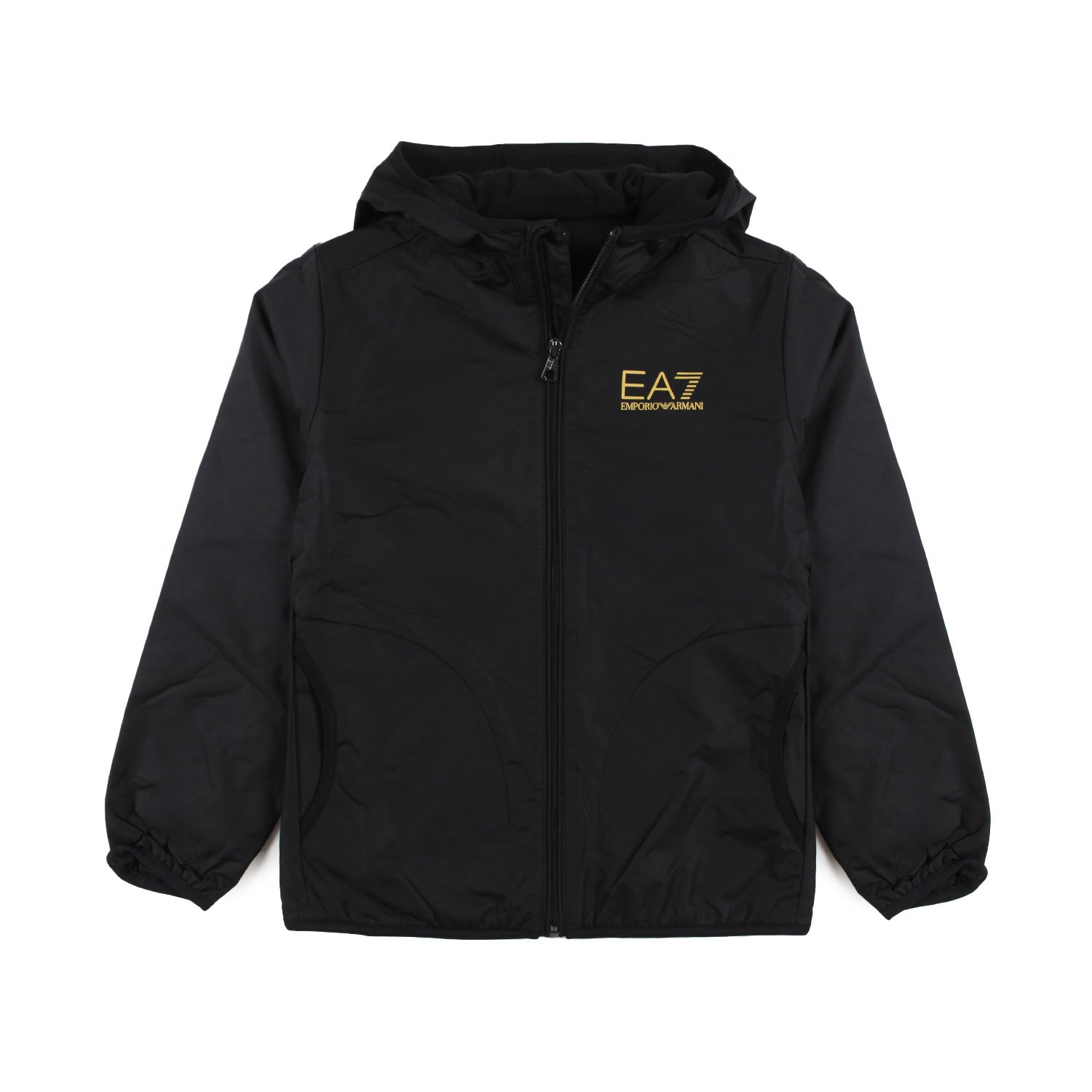 GIUBBINO NERO CON LOGO EA7 ORO BAMBINO E TEEN - annameglio.com abbigliamento moda