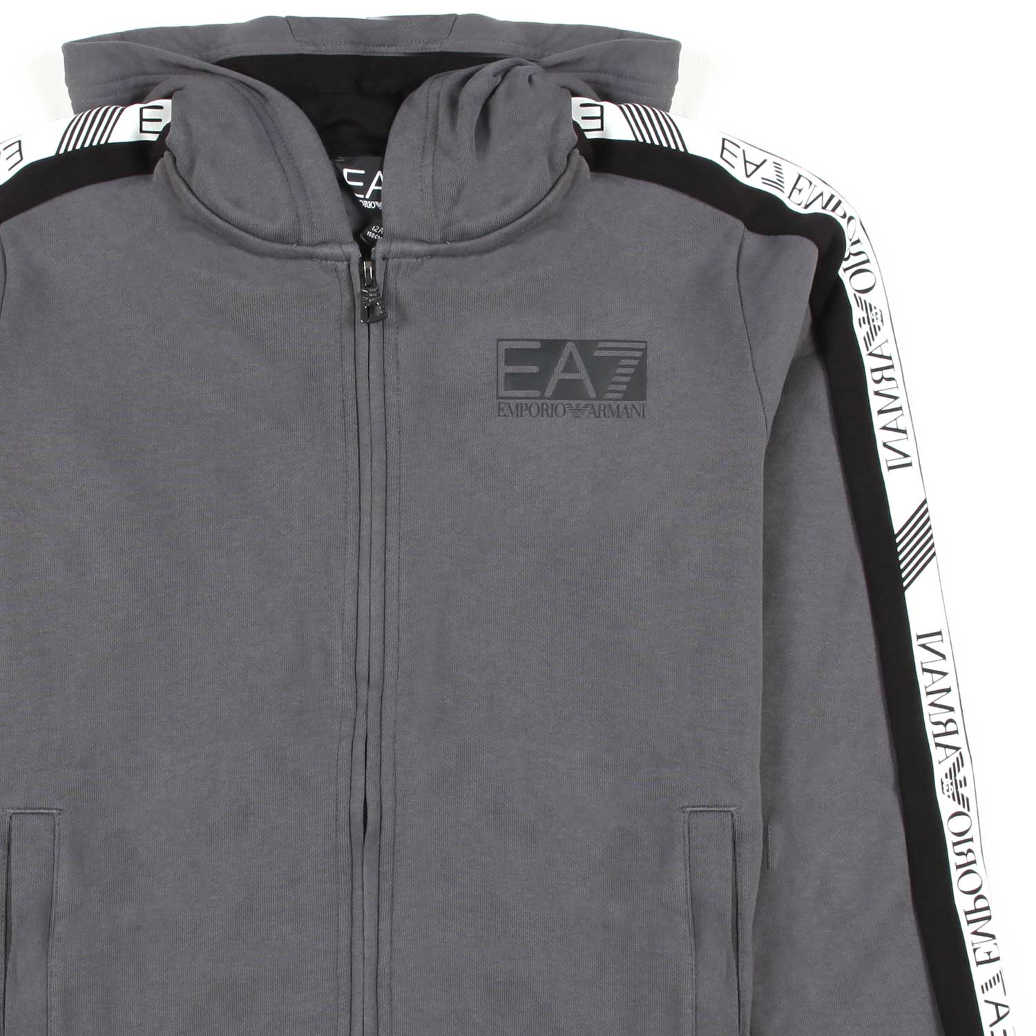 FELPA HOODIE GRIGIA CON STRISCE NERE E BIANCHE - annameglio.com abbigliamento moda