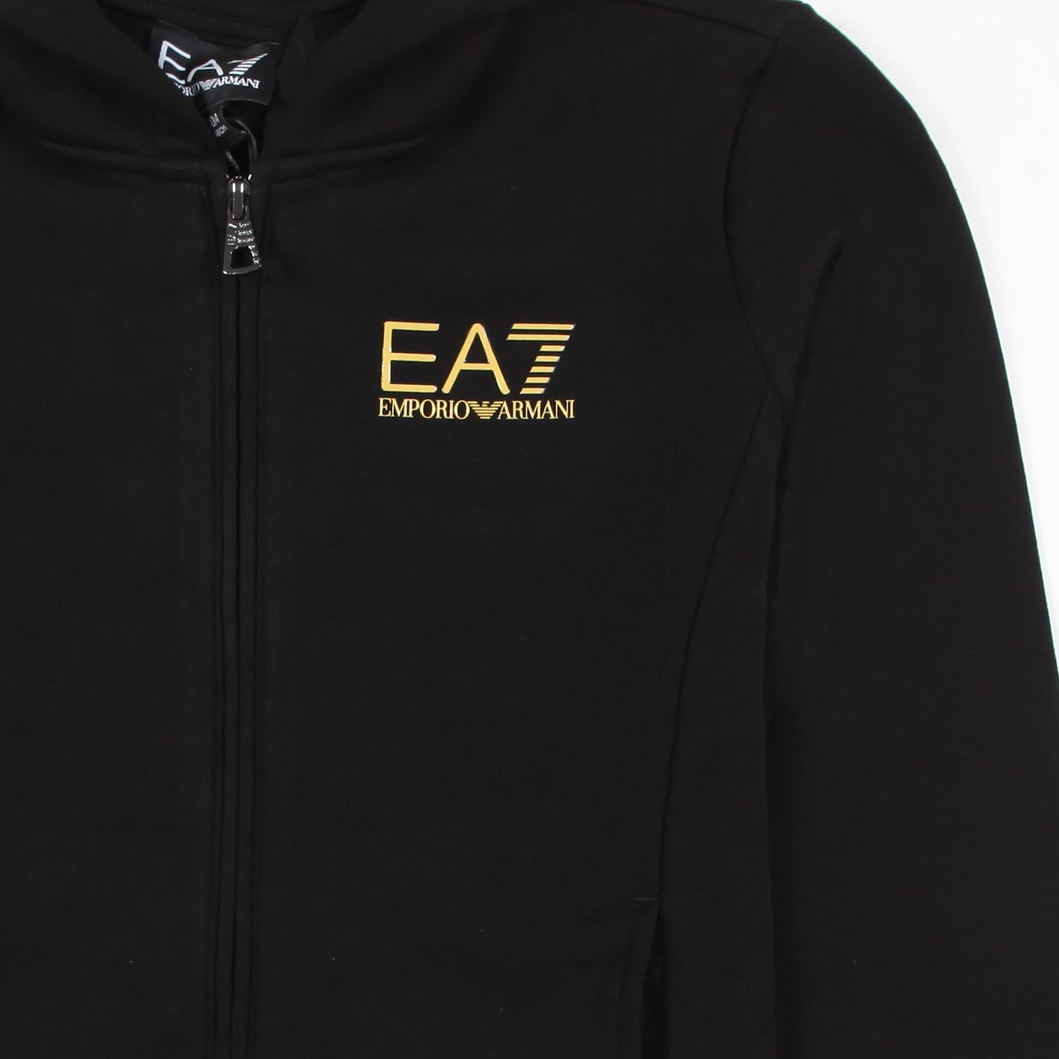 FELPA HOODIE NERA CON LOGO EA7 ORO - annameglio.com abbigliamento moda