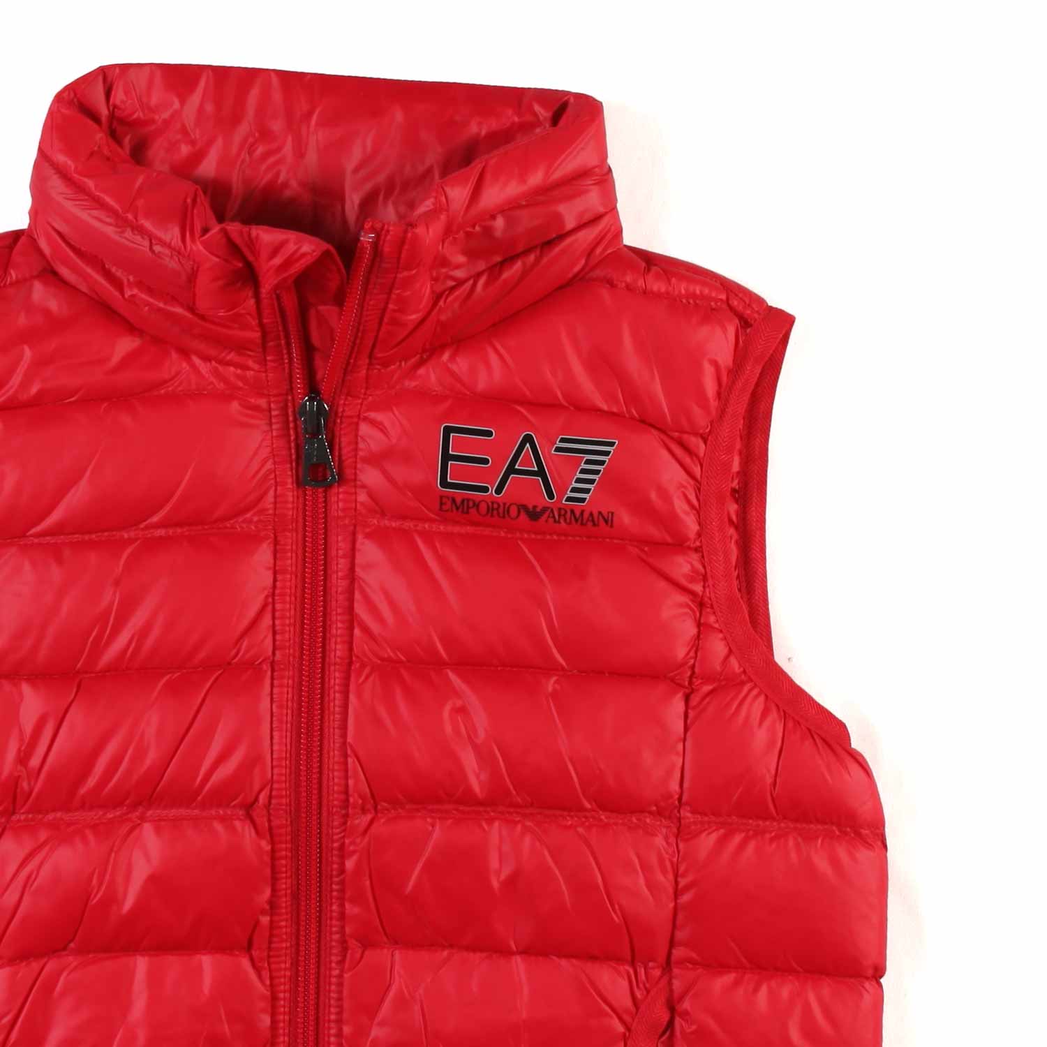 PIUMINO GILET ROSSO CON LOGO EA7 NERO - annameglio.com abbigliamento moda