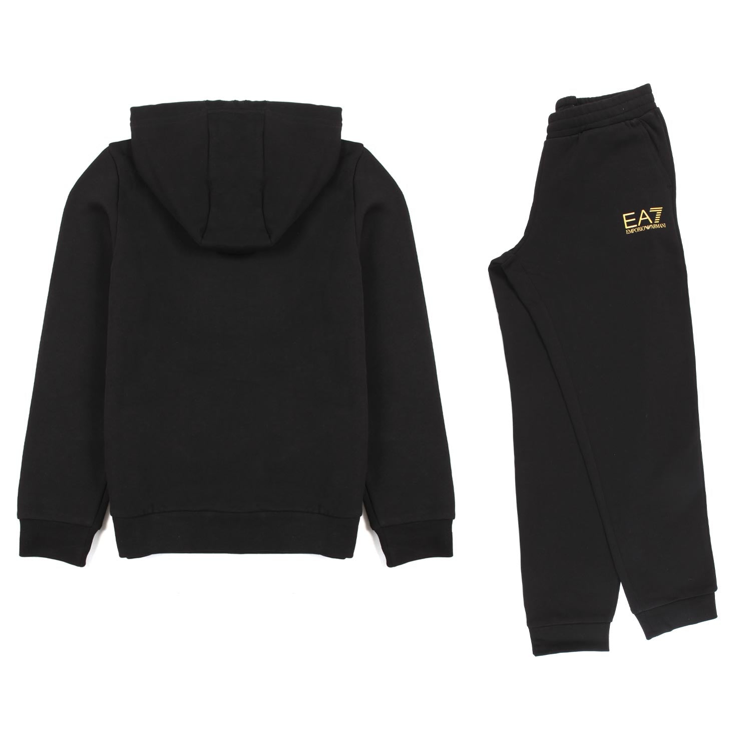 TUTA NERA CON LOGO EA7 GIALLO BAMBINO E TEEN - annameglio.com abbigliamento moda