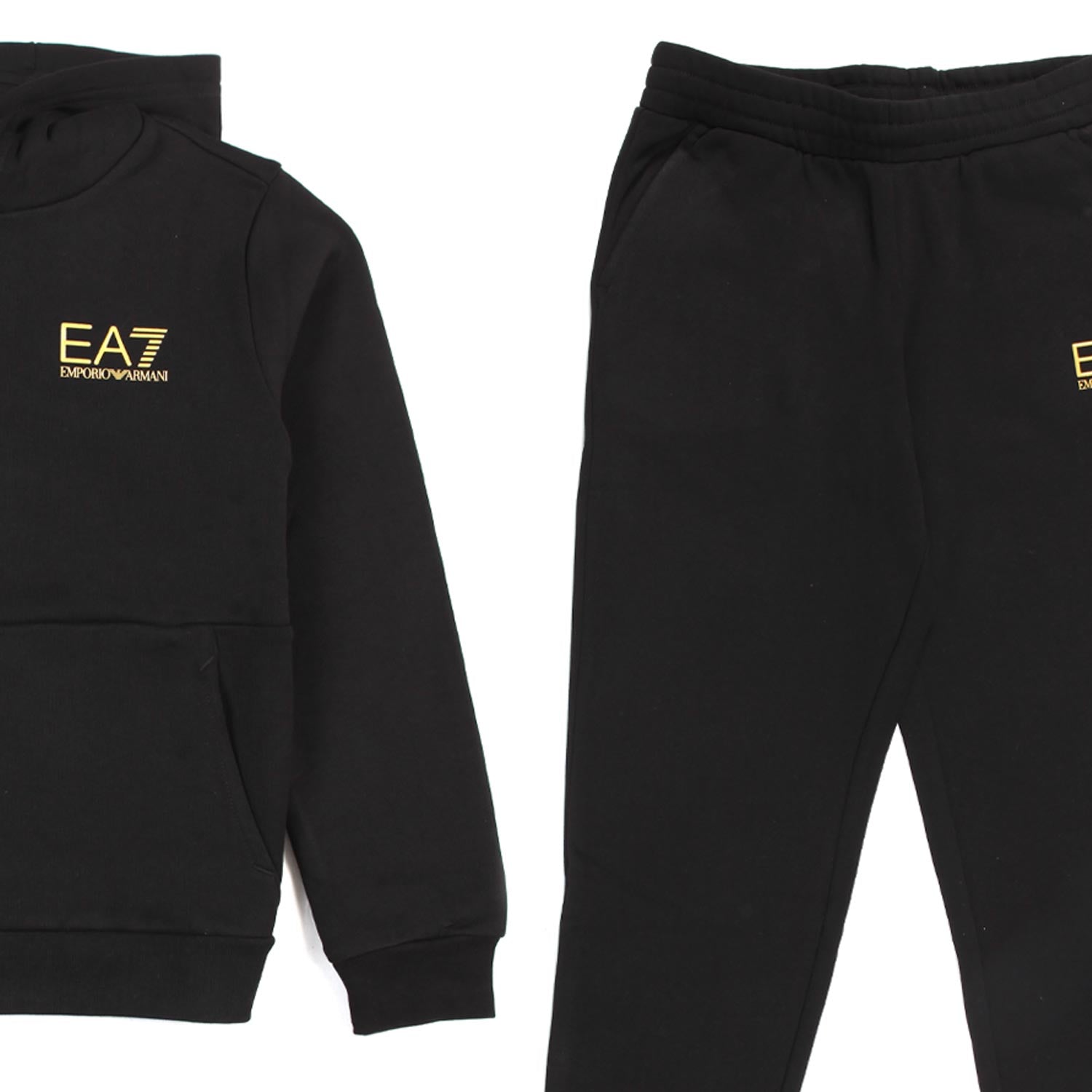TUTA NERA CON LOGO EA7 GIALLO BAMBINO E TEEN - annameglio.com abbigliamento moda