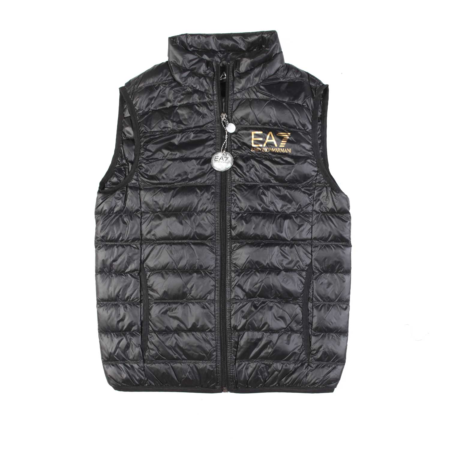 GILET CORE IDENTITY NERO CON LOGO EA7 ORO - annameglio.com abbigliamento moda