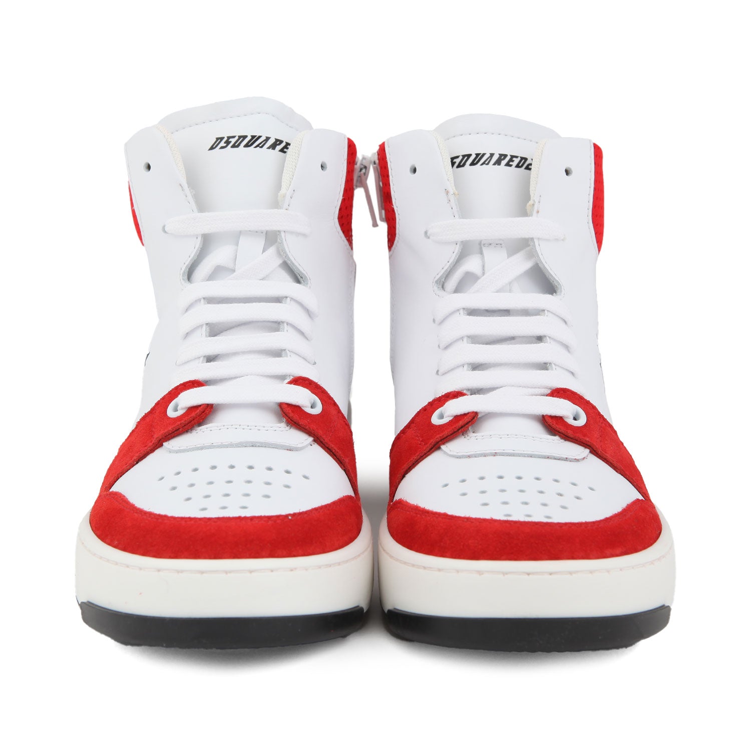SNEAKER HIGH-TOP BIANCA E ROSSA CON DETTAGLI NERI - annameglio.com abbigliamento moda