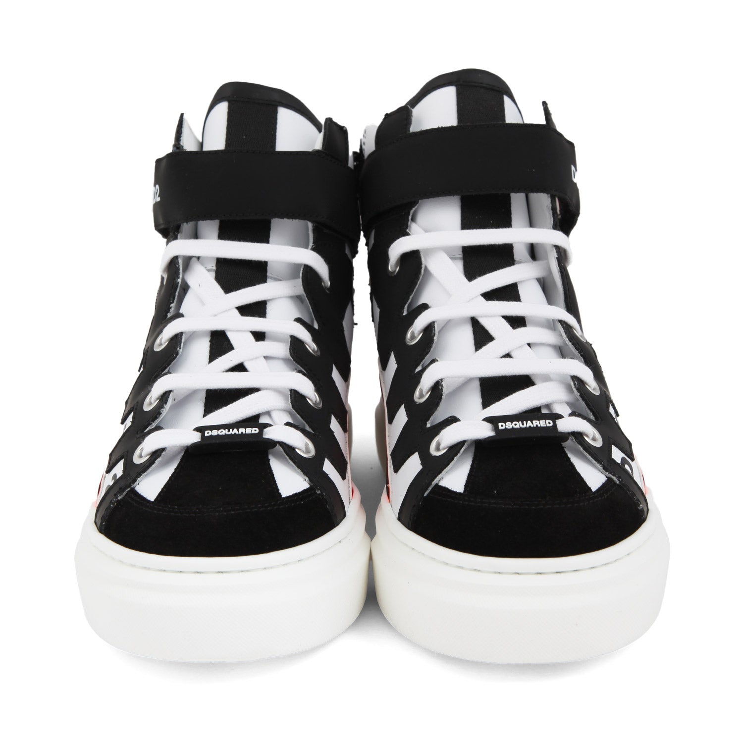 SNEAKER HIGH-TOP NERA E BIANCA CON DETTAGLI FLUO - annameglio.com abbigliamento moda