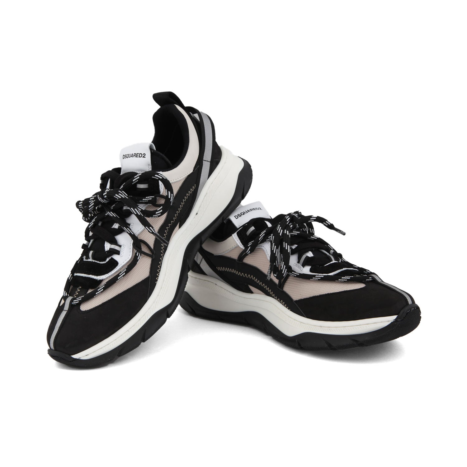 SNEAKER UNISEX NERA CON DETTAGLI BEIGE E BIANCHI - annameglio.com abbigliamento moda