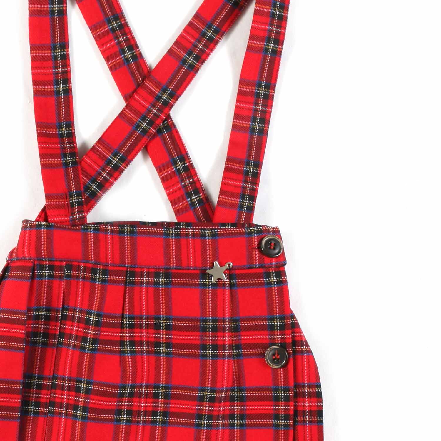 GONNA TARTAN ROSSA CON BRETELLE BAMBINA E TEEN - annameglio.com abbigliamento moda