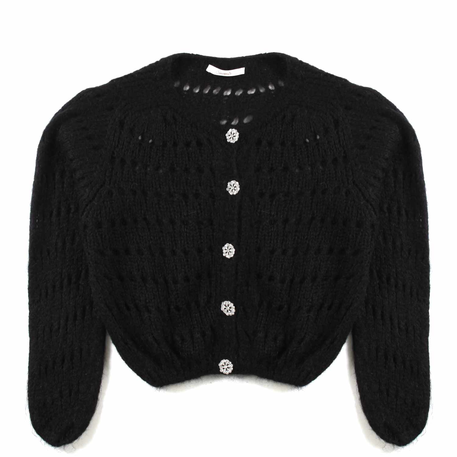 CARDIGAN NERO IN MAGLIA TRAFORATA - annameglio.com abbigliamento moda
