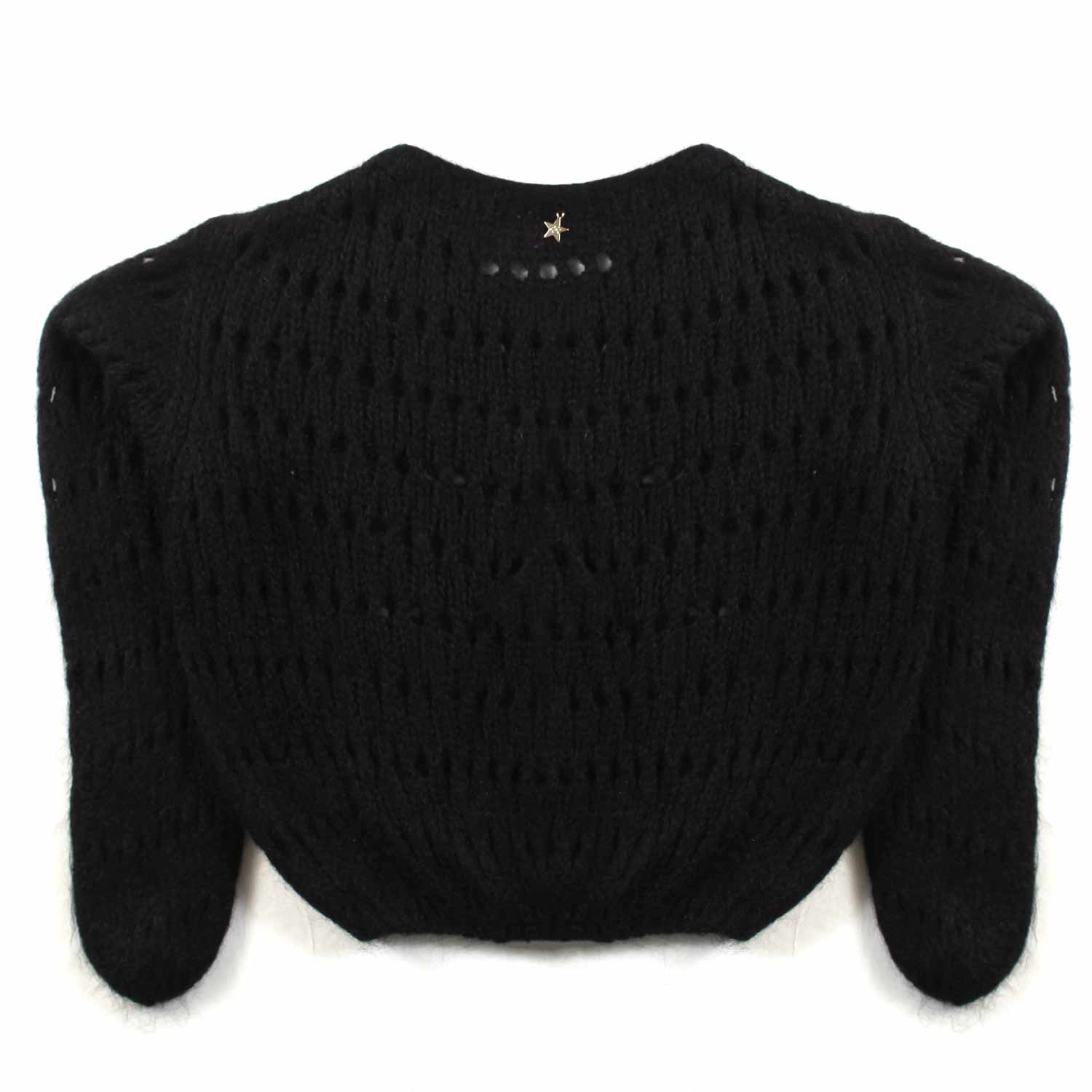 CARDIGAN NERO IN MAGLIA TRAFORATA - annameglio.com abbigliamento moda