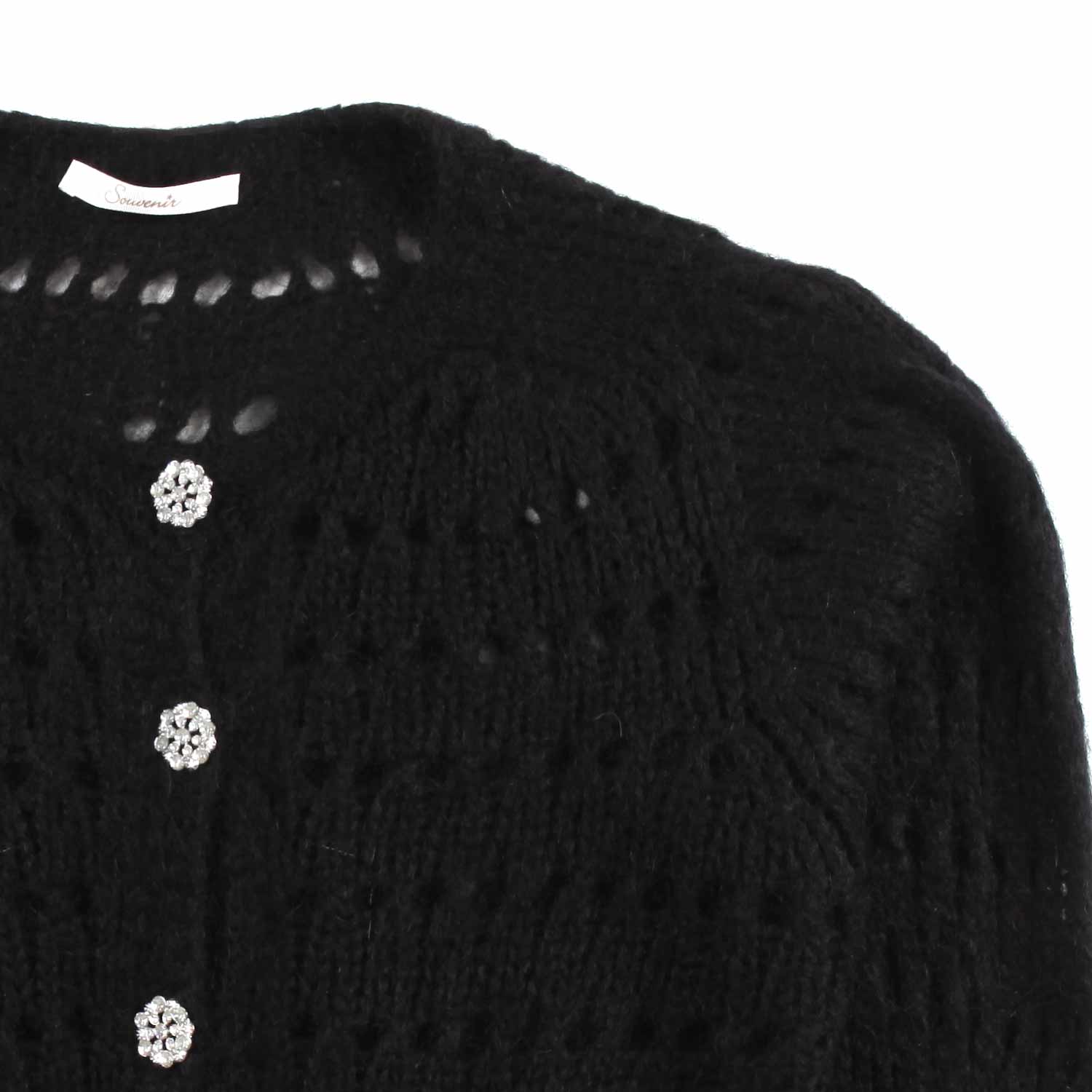 CARDIGAN NERO IN MAGLIA TRAFORATA - annameglio.com abbigliamento moda