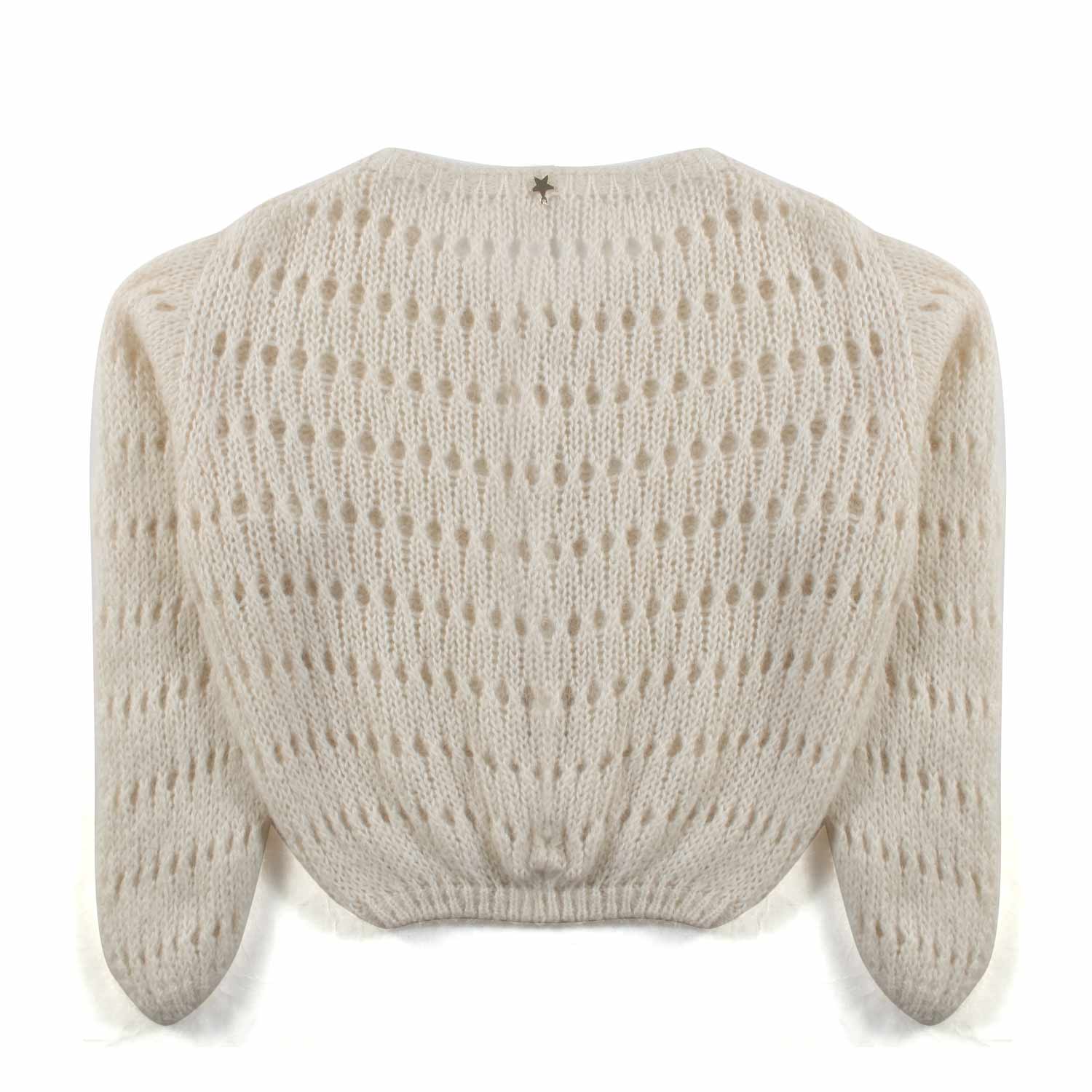 CARDIGAN CREMA IN MAGLIA TRAFORATA - annameglio.com abbigliamento moda