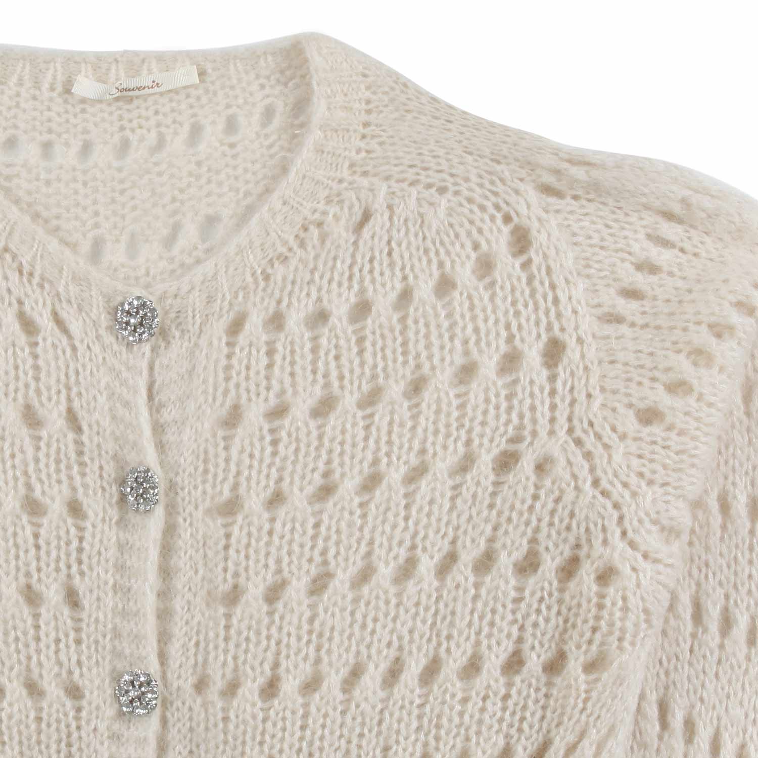 CARDIGAN CREMA IN MAGLIA TRAFORATA - annameglio.com abbigliamento moda