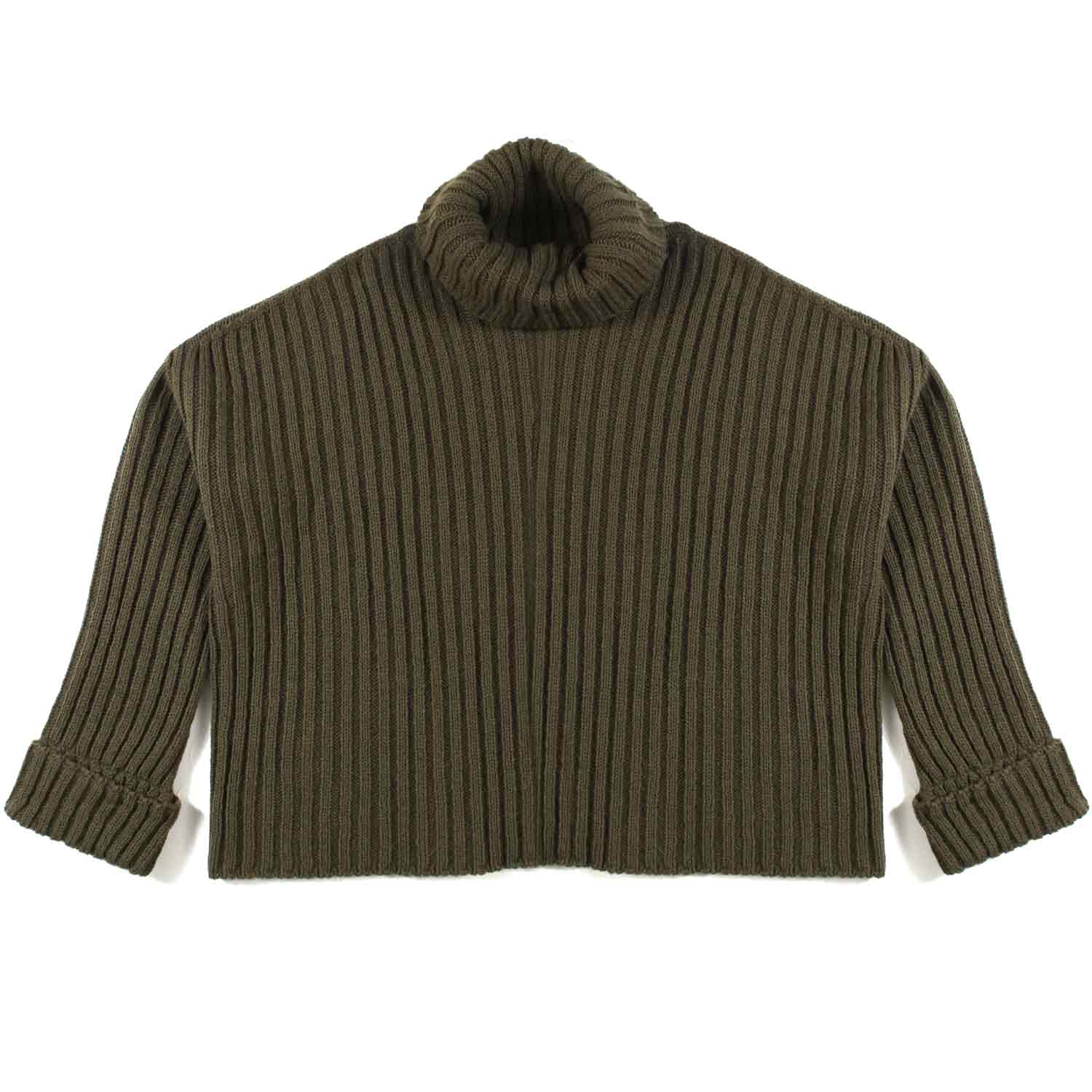 MAGLIONE DOLCEVITA CROPPED VERDE MILITARE - annameglio.com abbigliamento moda