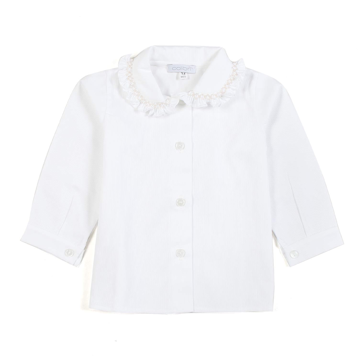 CAMICIA BIANCA CON COLLETTO ROUCHES BABY UNISEX - annameglio.com abbigliamento moda