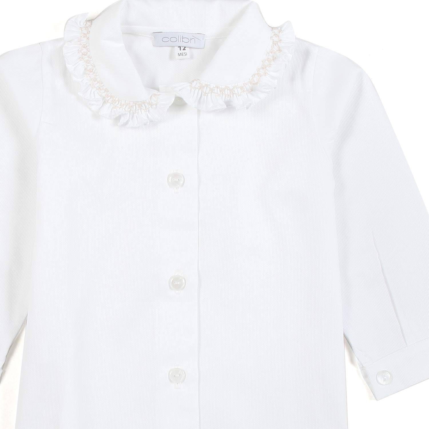 CAMICIA BIANCA CON COLLETTO ROUCHES BABY UNISEX - annameglio.com abbigliamento moda