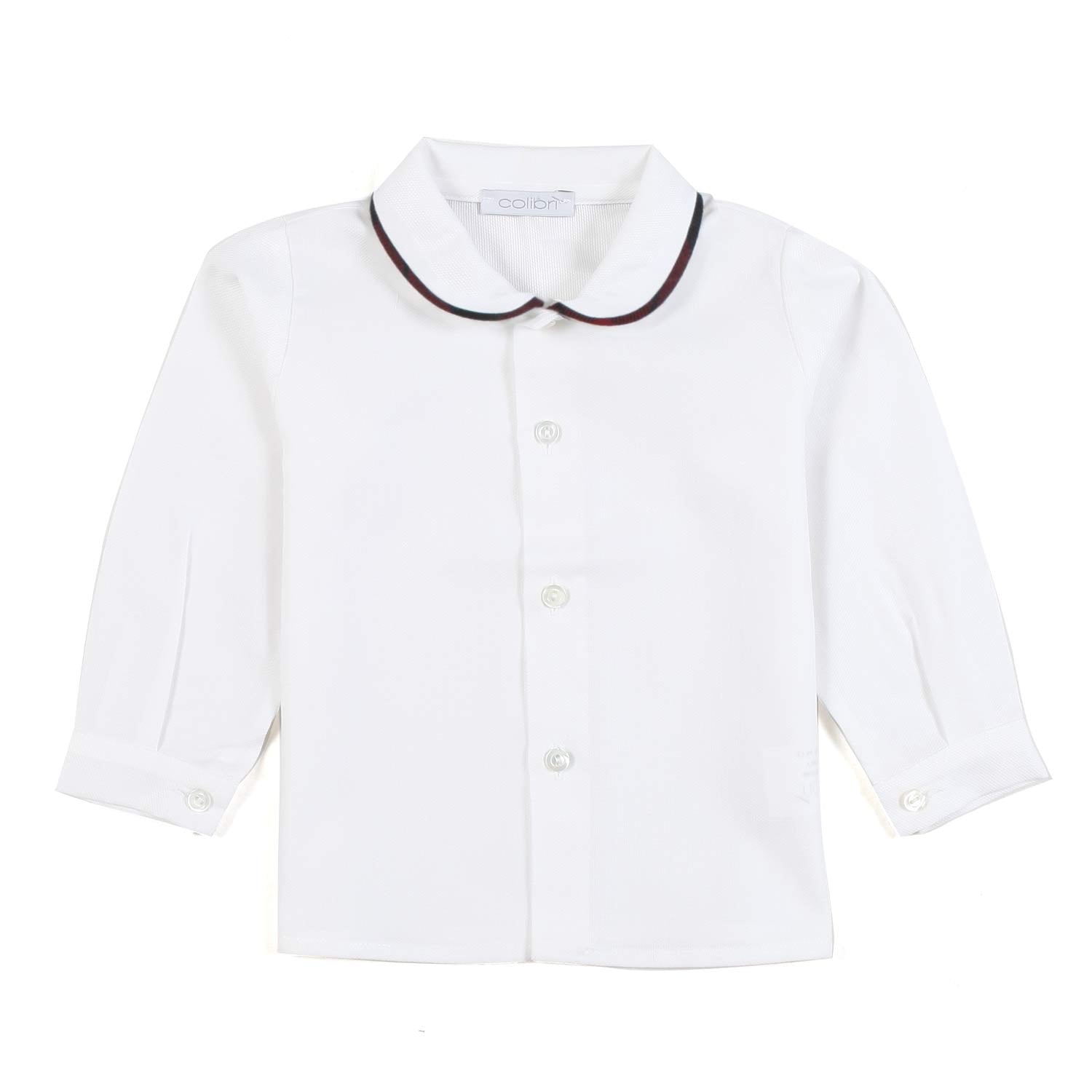 CAMICIA BIANCA CON ORLO COLLETTO ROSSO RUBINO - annameglio.com abbigliamento moda