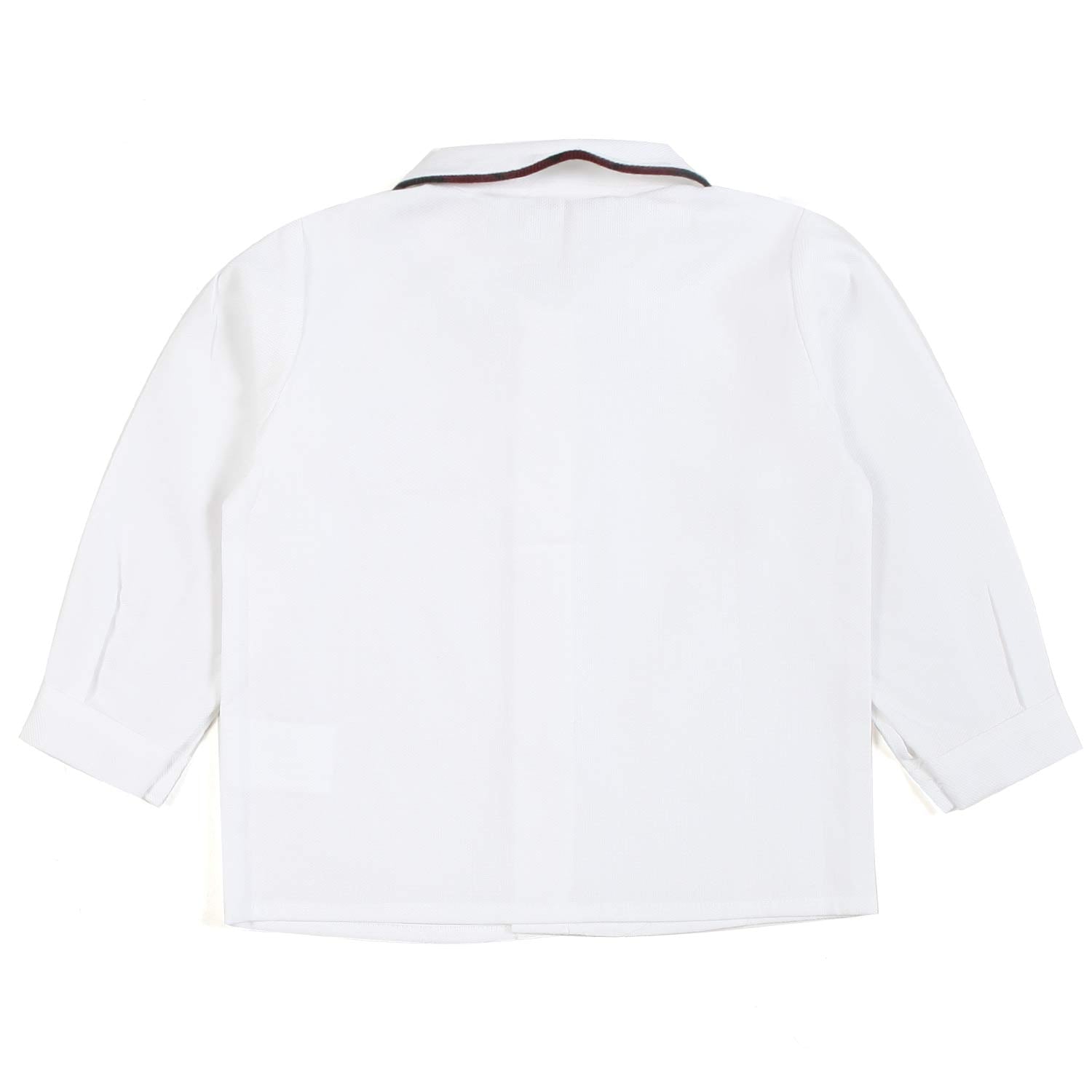 CAMICIA BIANCA CON ORLO COLLETTO ROSSO RUBINO - annameglio.com abbigliamento moda