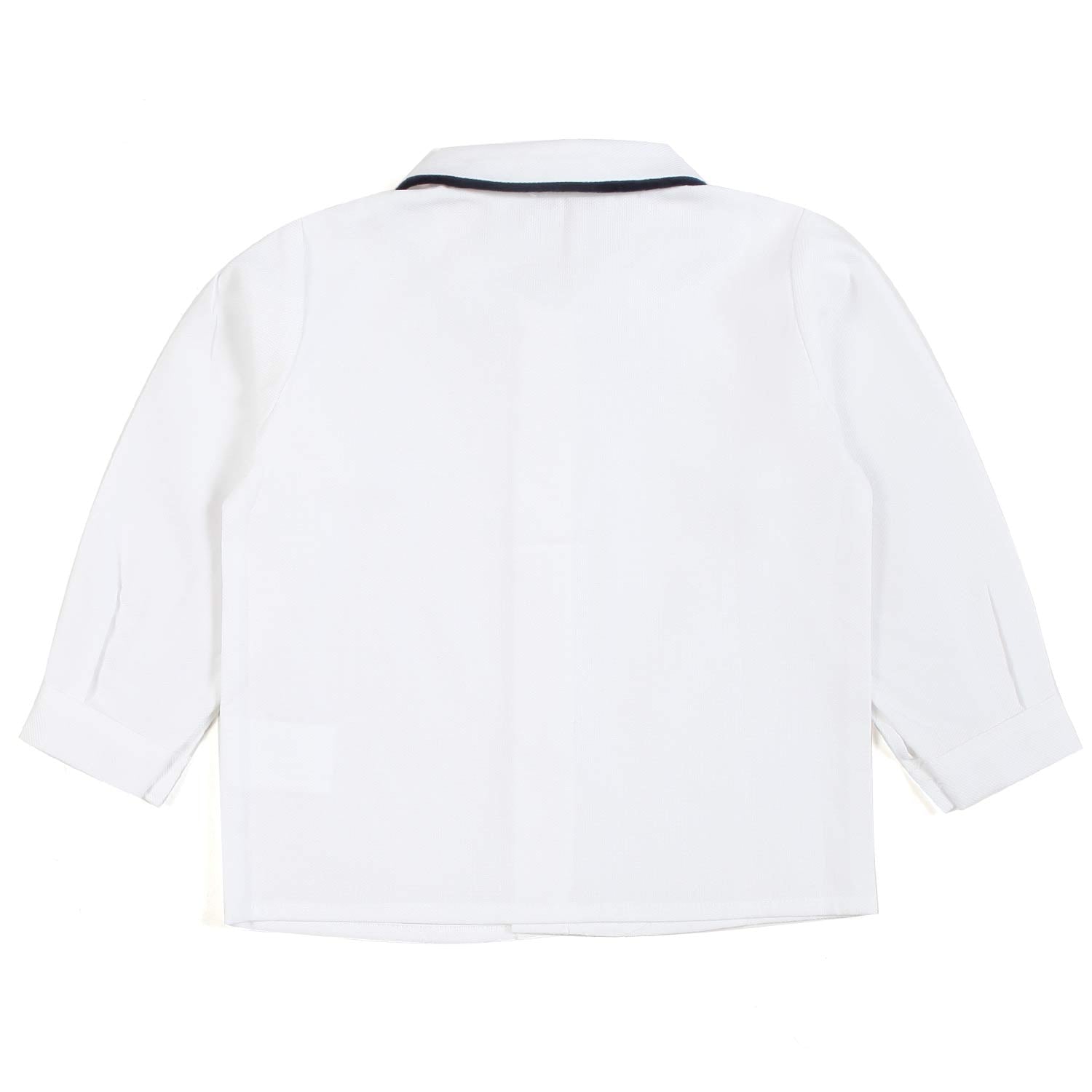 CAMICIA BIANCA CON ORLO COLLETTO BLU SCURO - annameglio.com abbigliamento moda