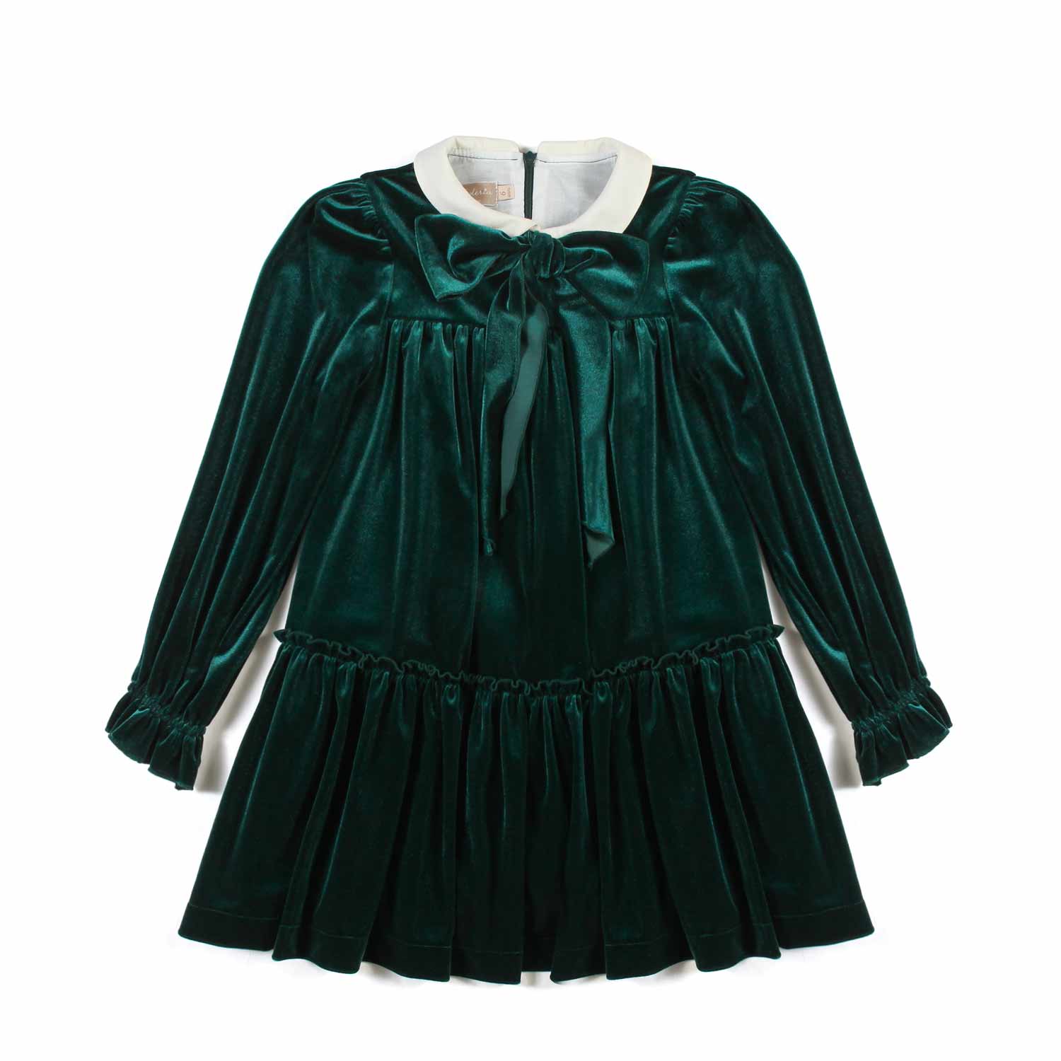 ABITO GLORIA DI VELLUTO VERDE SMERALDO BAMBINA - annameglio.com abbigliamento moda
