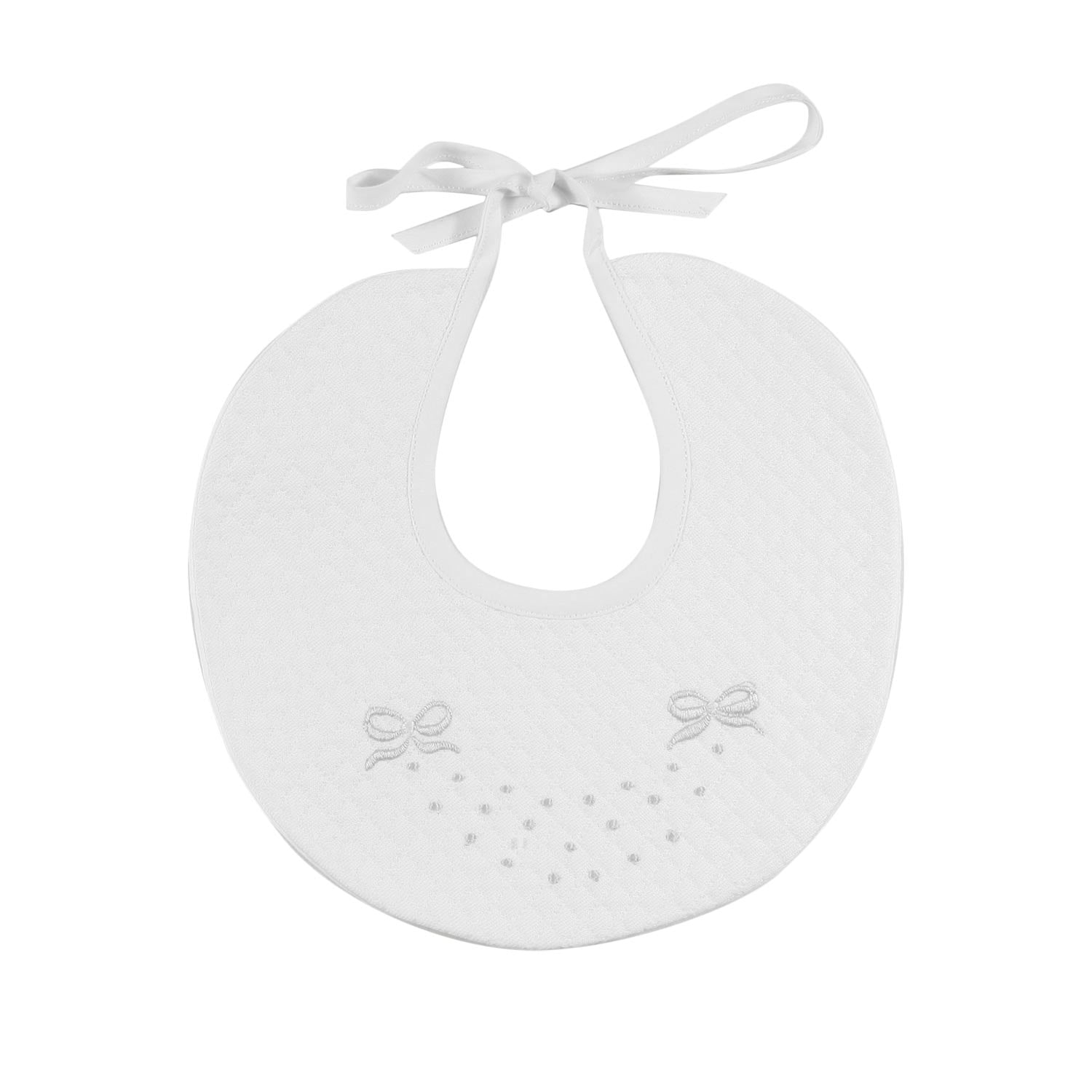 BAVAGLINO UNISEX BIANCO CON FIOCCHI RICAMATI - annameglio.com abbigliamento moda