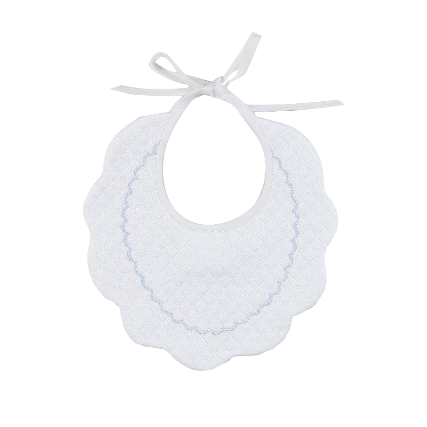 BAVAGLINO SMERLATO BIANCO CON RICAMO CELESTE - annameglio.com abbigliamento moda