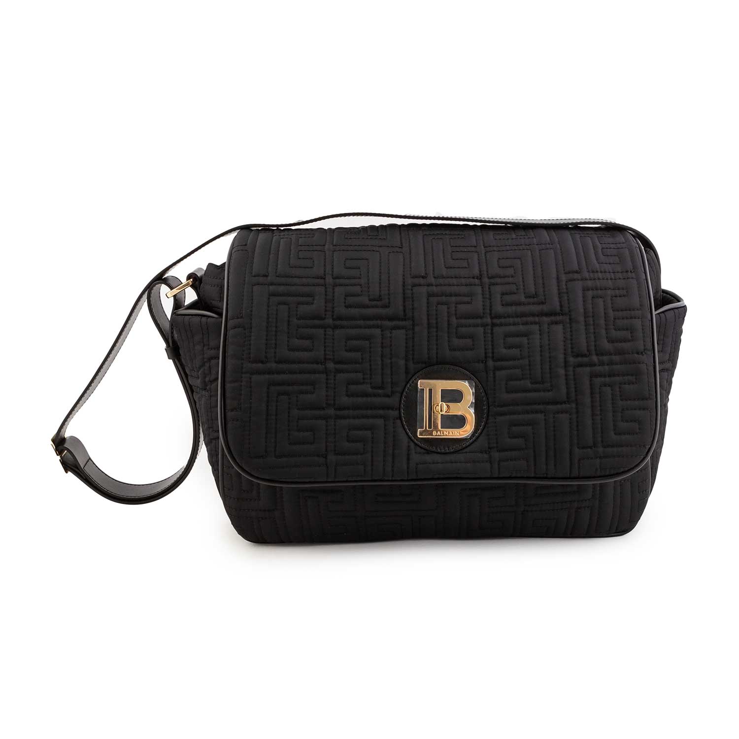 BORSA MAMMA NERA TRAPUNTATA CON MONOGRAMMA ORO - annameglio.com abbigliamento moda